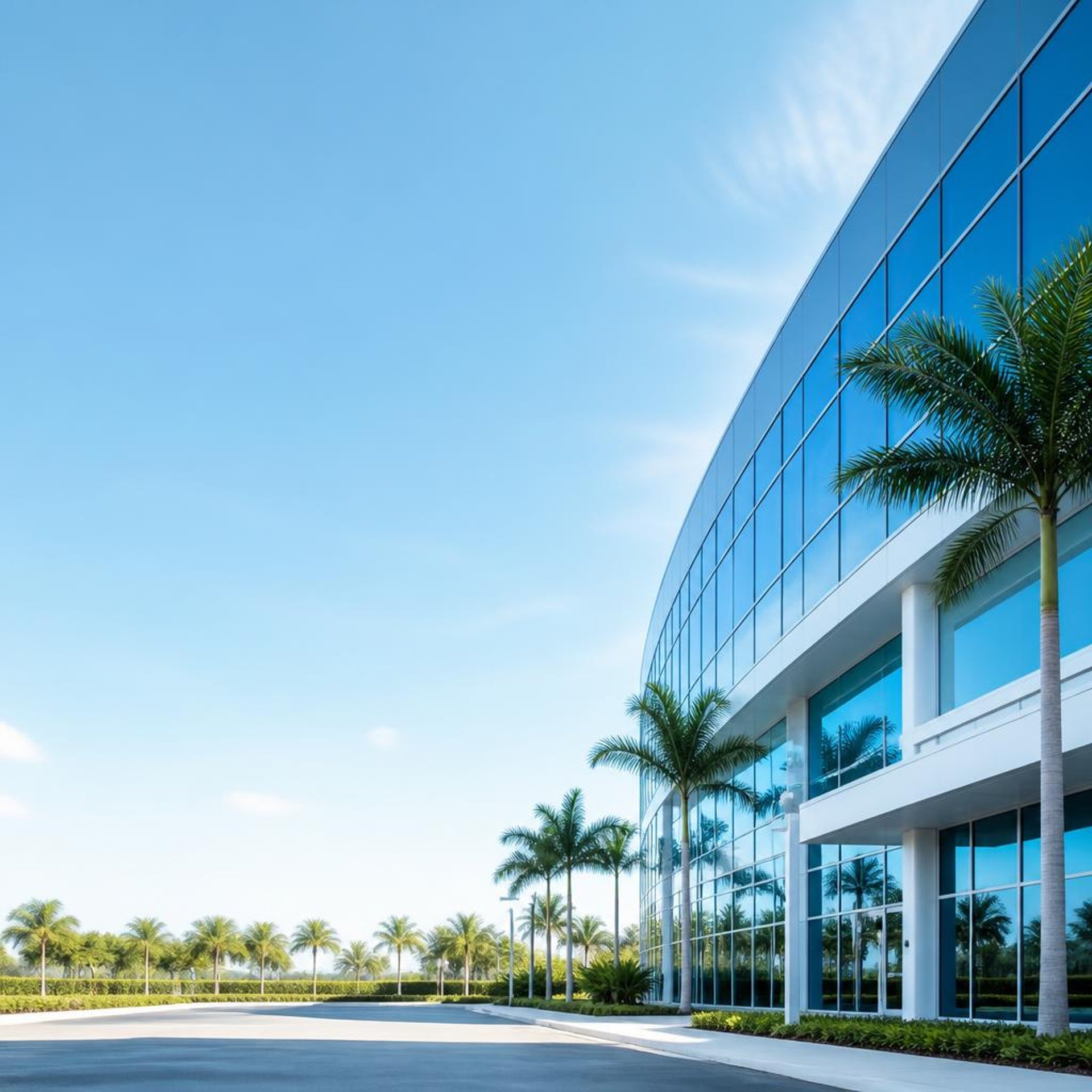an abstract photo of a curved building with a blue sky in the background
