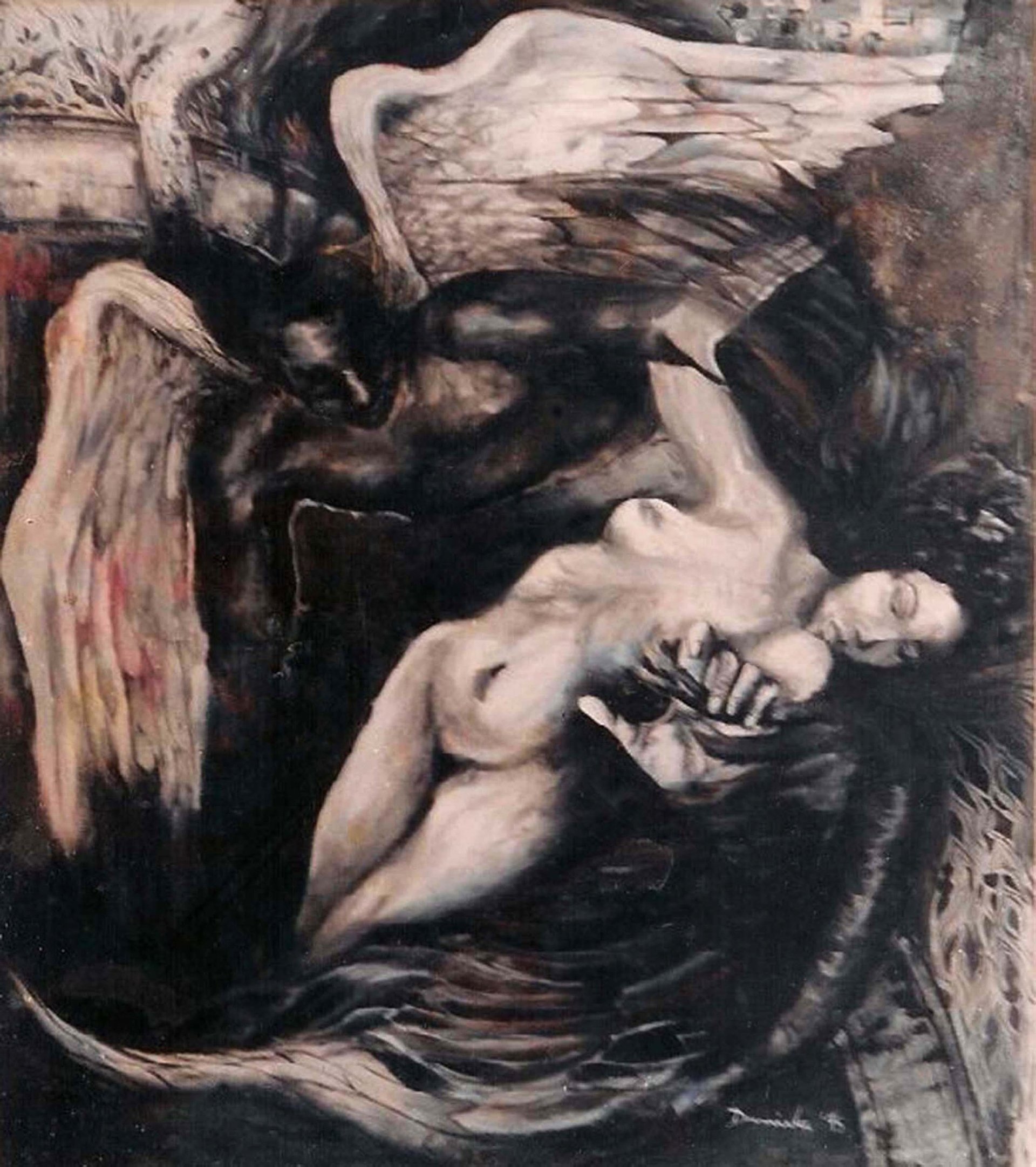 an abstract photo of a curved building with a blue sky in the background