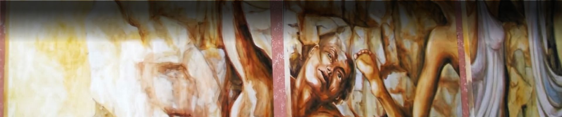 an abstract photo of a curved building with a blue sky in the background