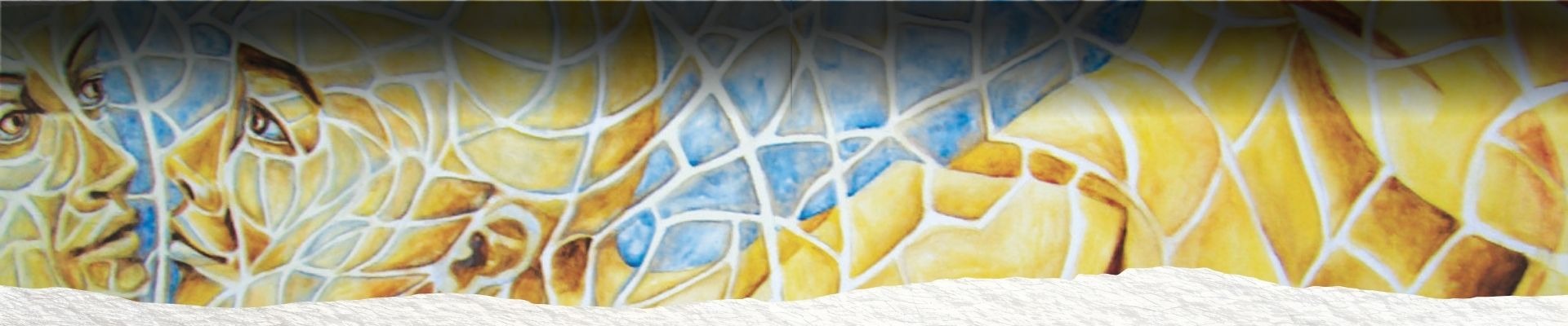 an abstract photo of a curved building with a blue sky in the background