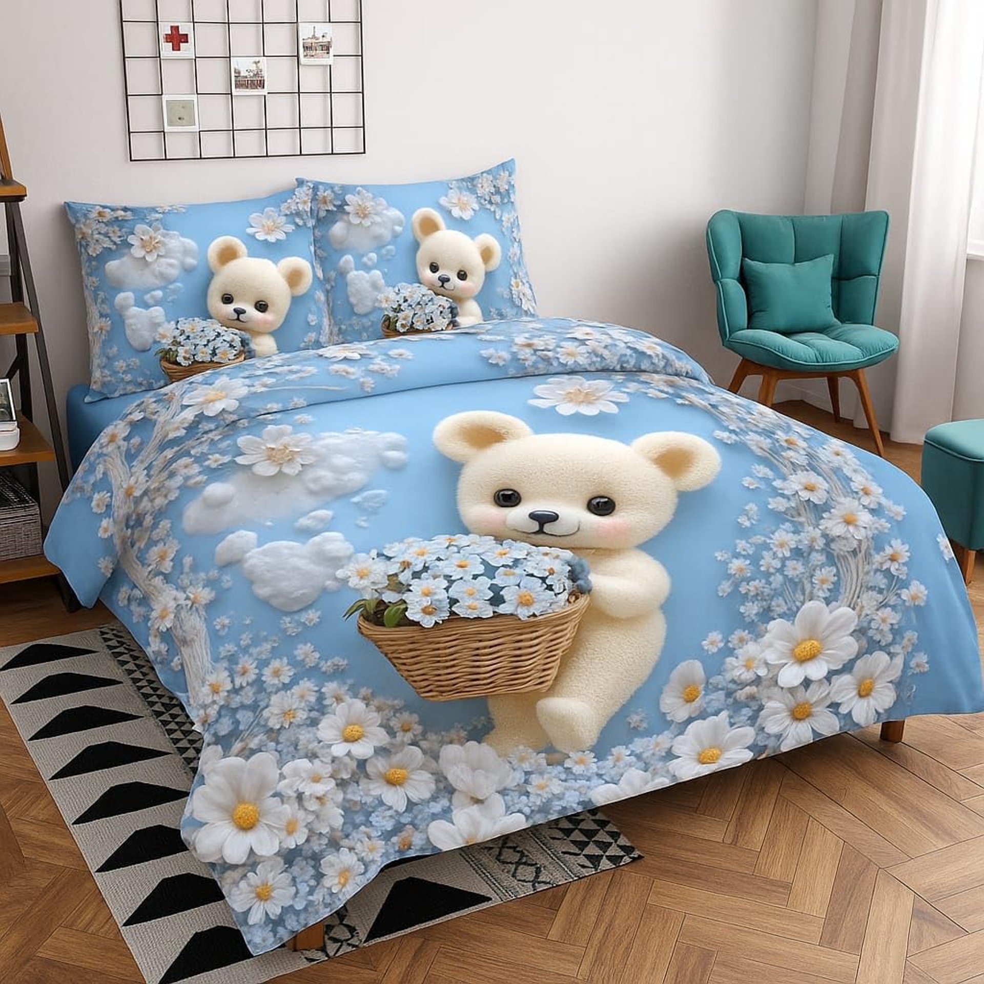 black and white bed linen