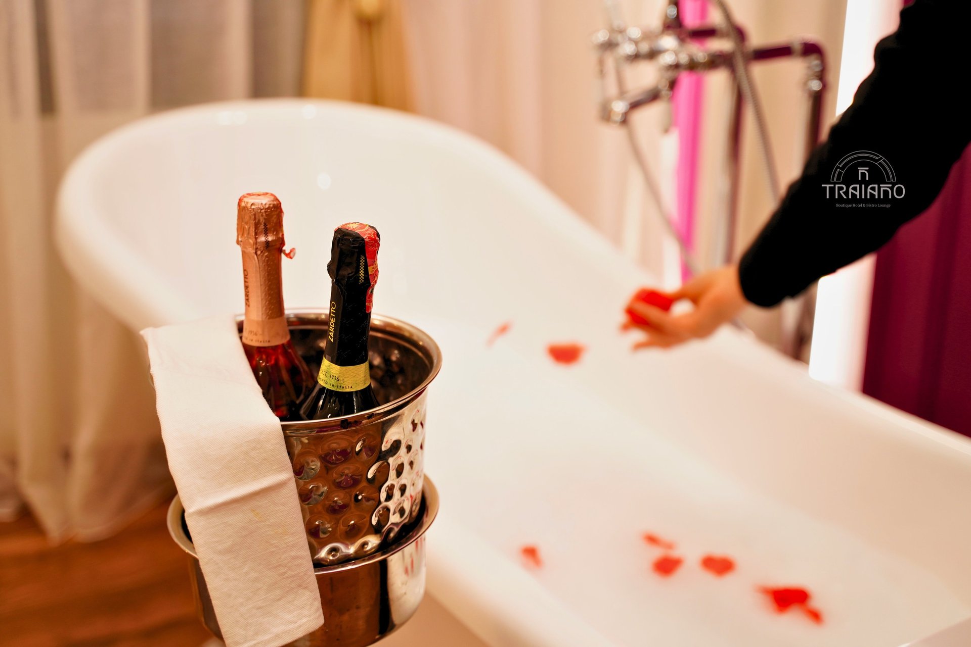 an abstract photo of a curved building with a blue sky in the background