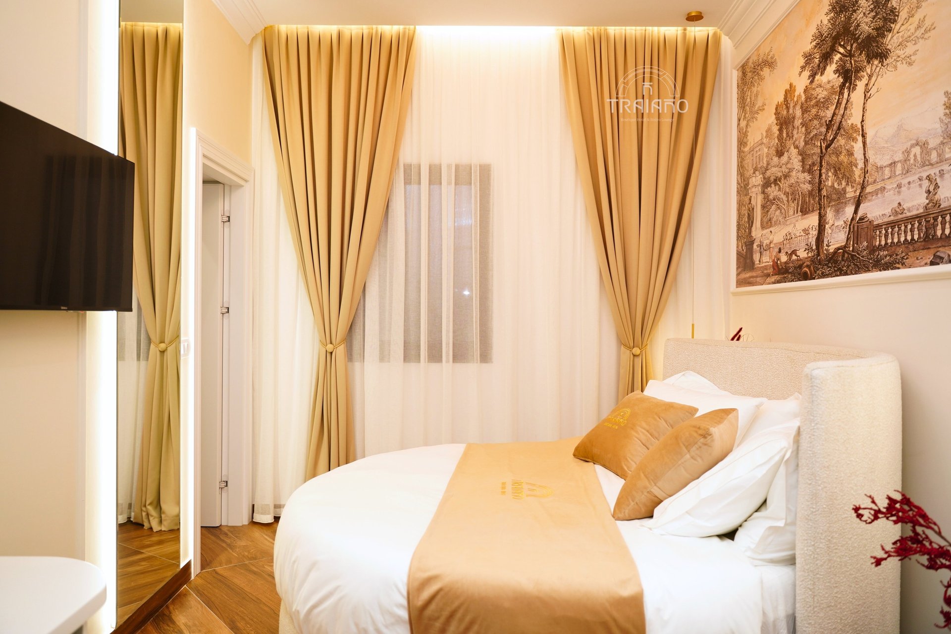 an abstract photo of a curved building with a blue sky in the background