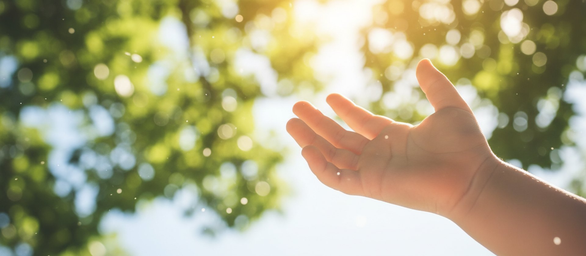 Picture of a child's hand reaching to the light