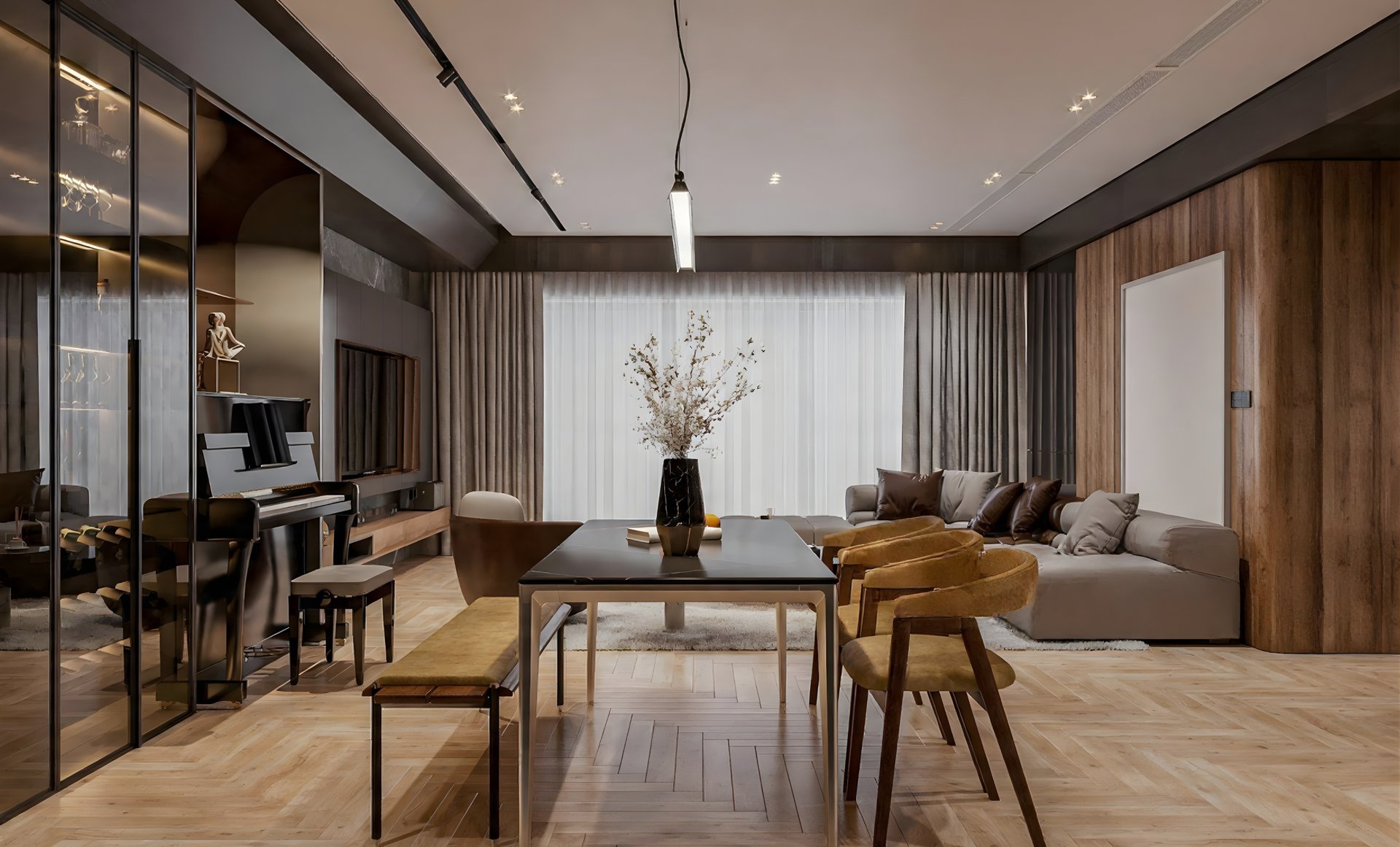 black and brown leather padded tub sofa