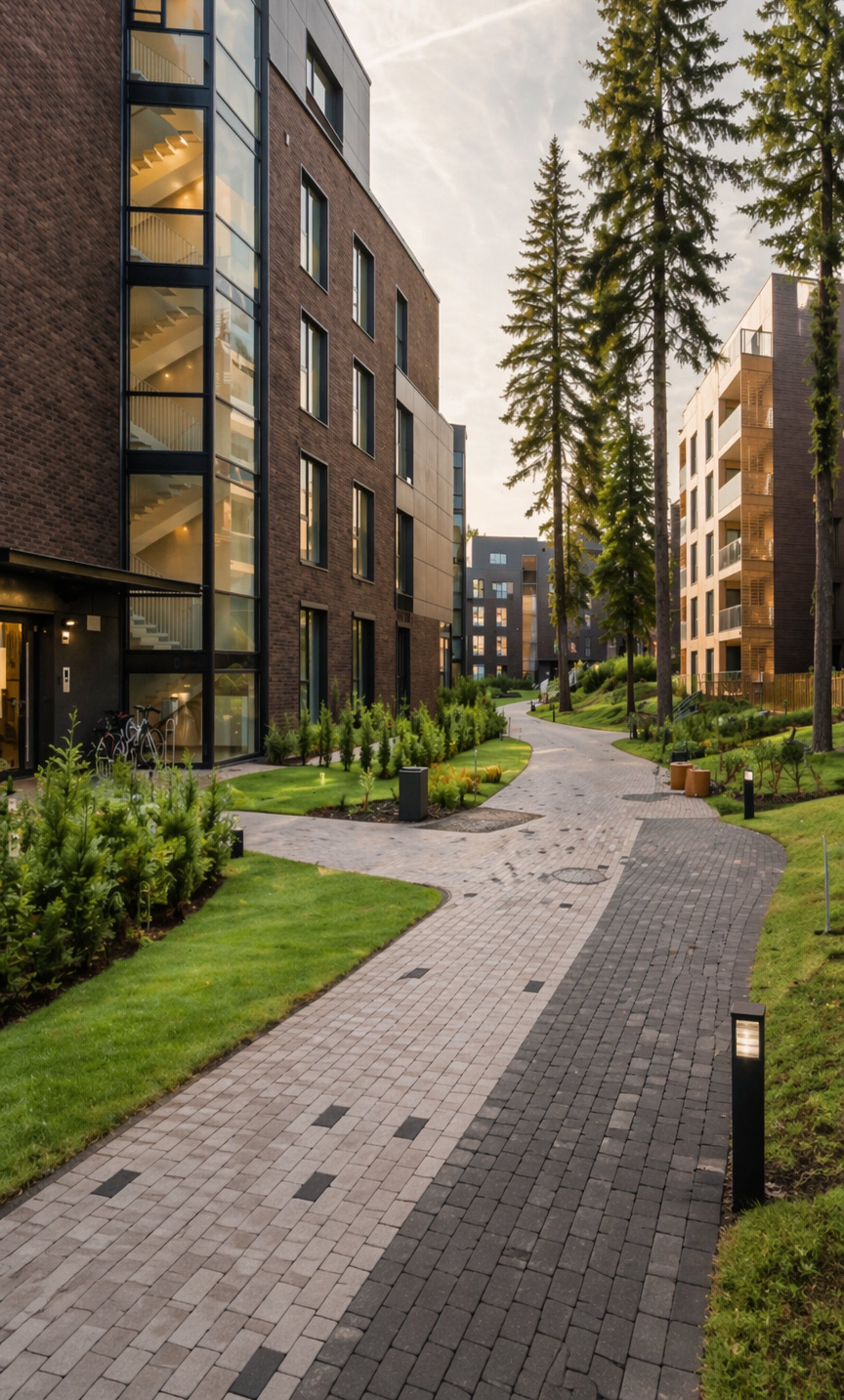 blue and white concrete building near green trees during daytime