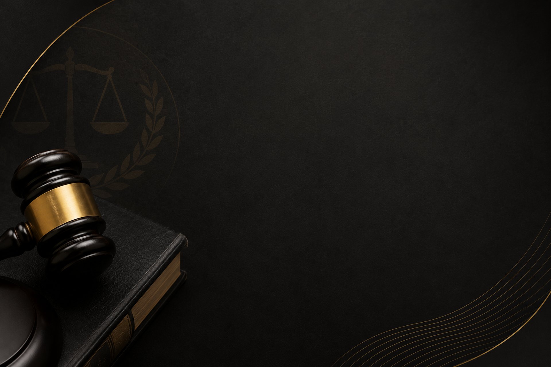 A gavel rests on a dark background.