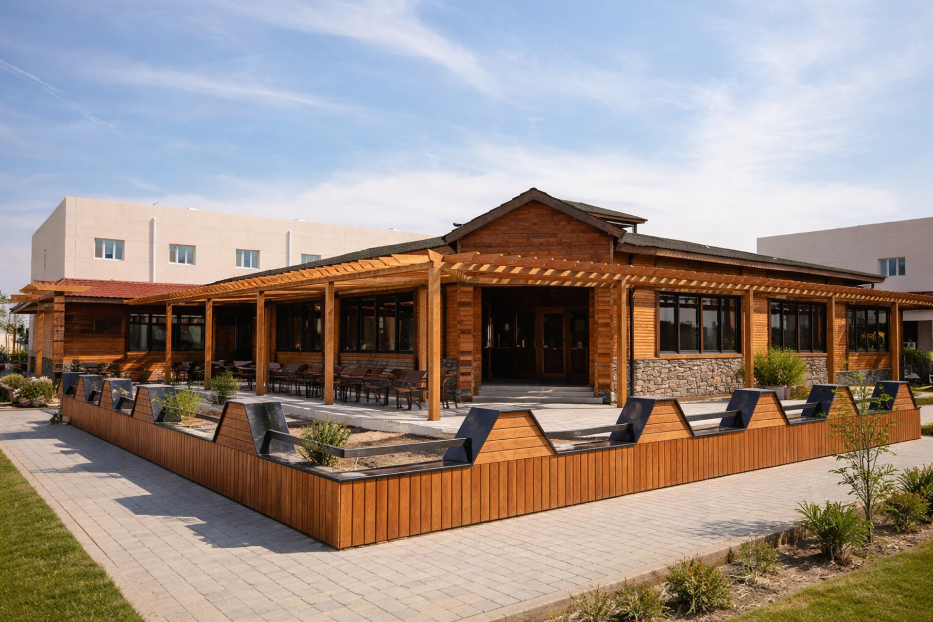the sun is setting behind a ferris wheel