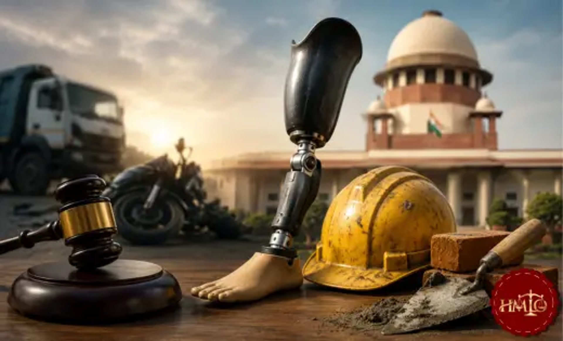 Supreme Court ruling on motor accident compensation for a mason with 100% functional disability.