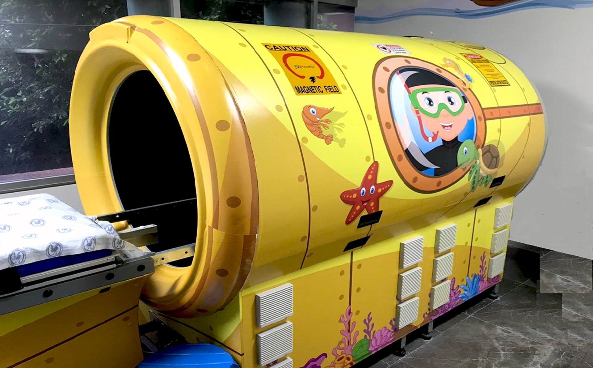 an abstract photo of a curved building with a blue sky in the background