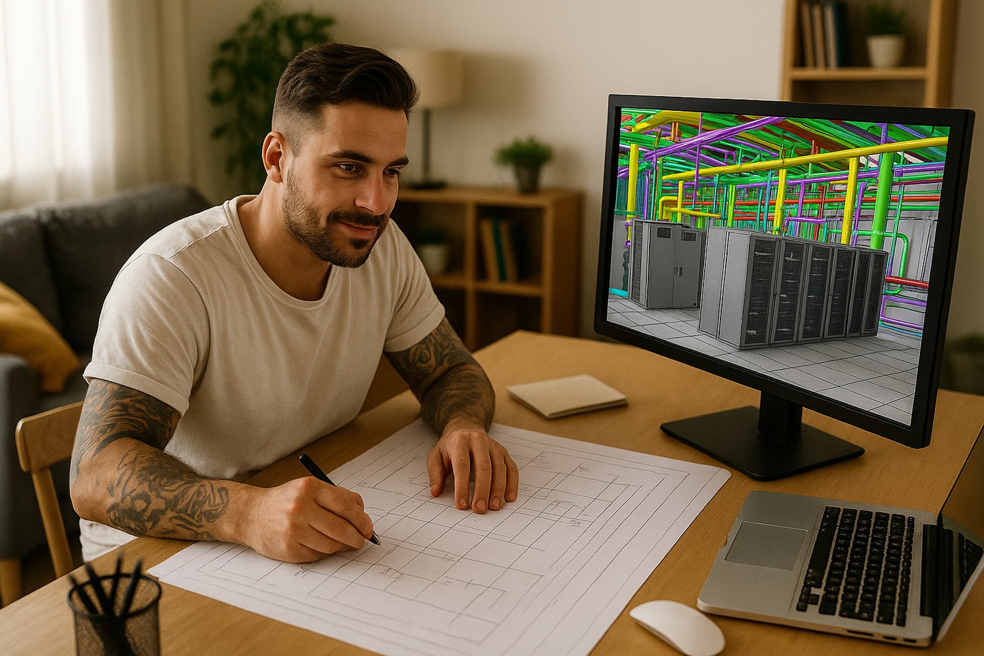 an abstract photo of a curved building with a blue sky in the background
