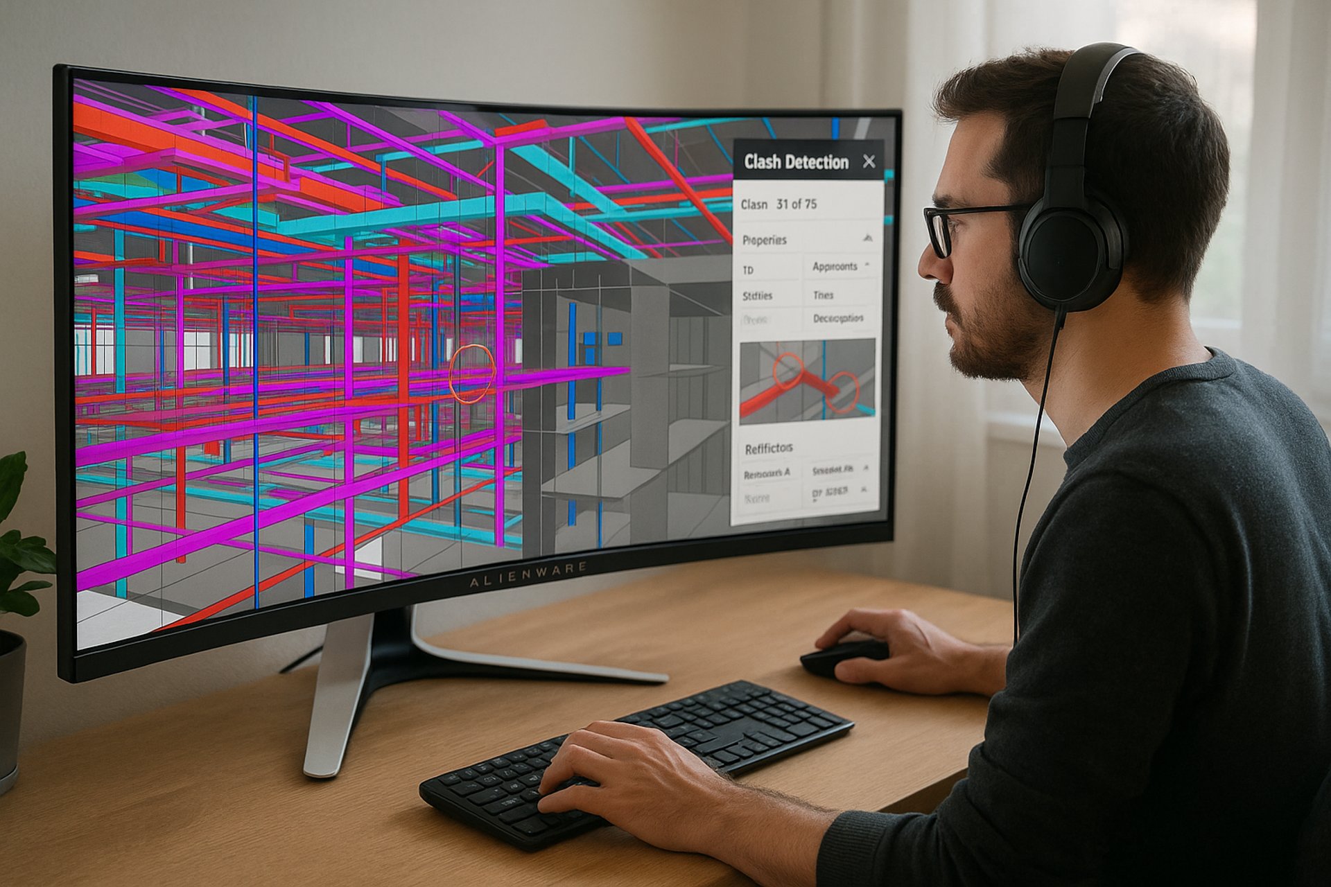 an abstract photo of a curved building with a blue sky in the background
