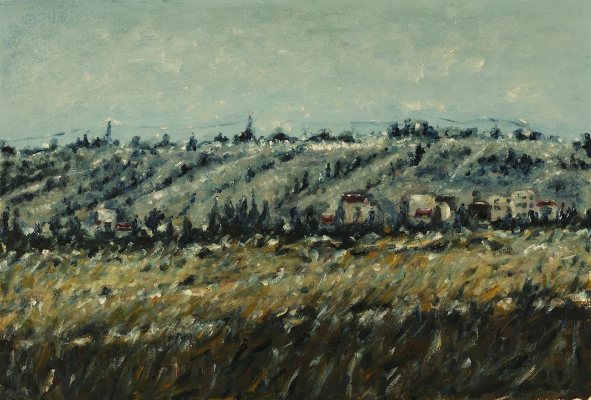 an abstract photo of a curved building with a blue sky in the background