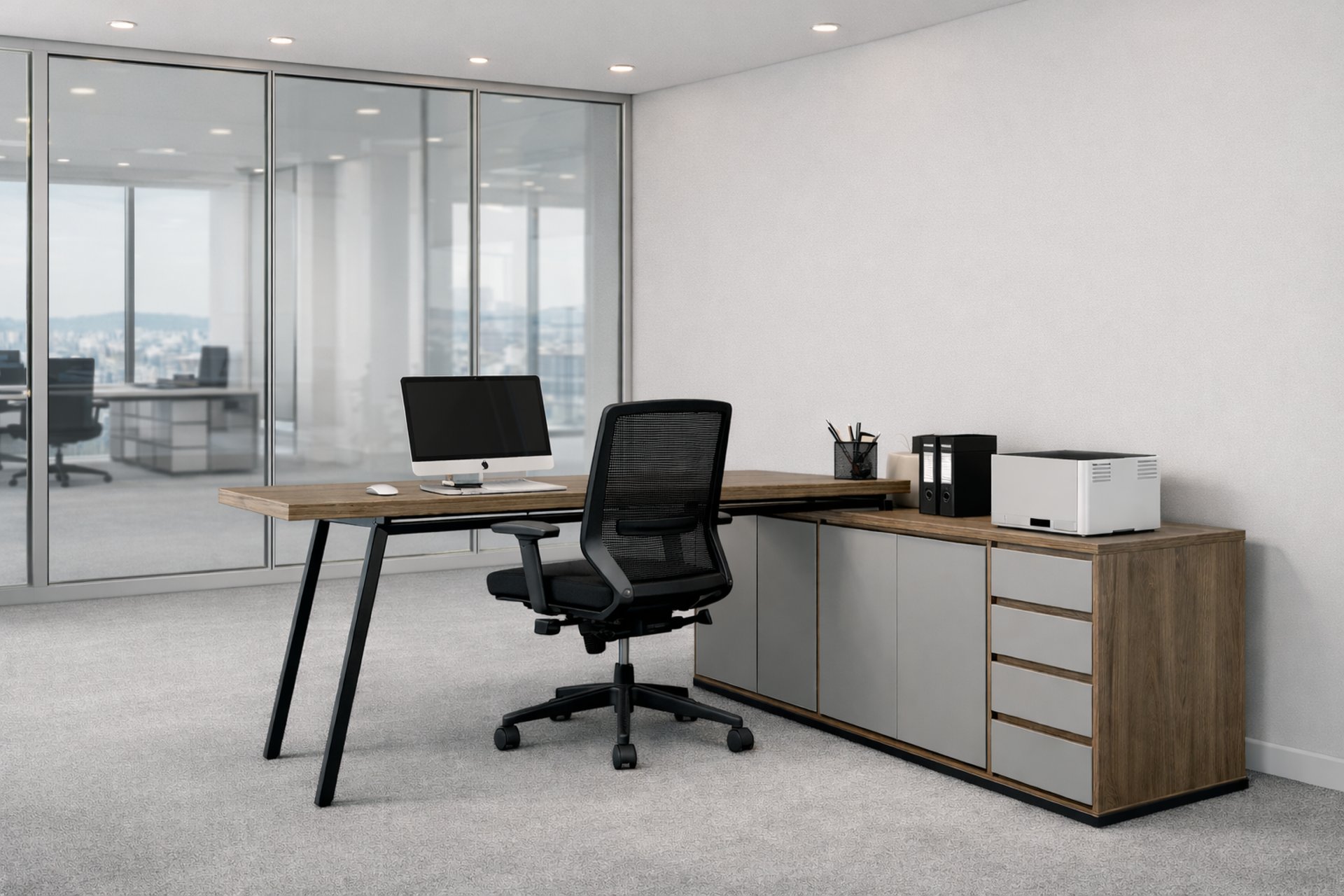 black and brown leather padded tub sofa