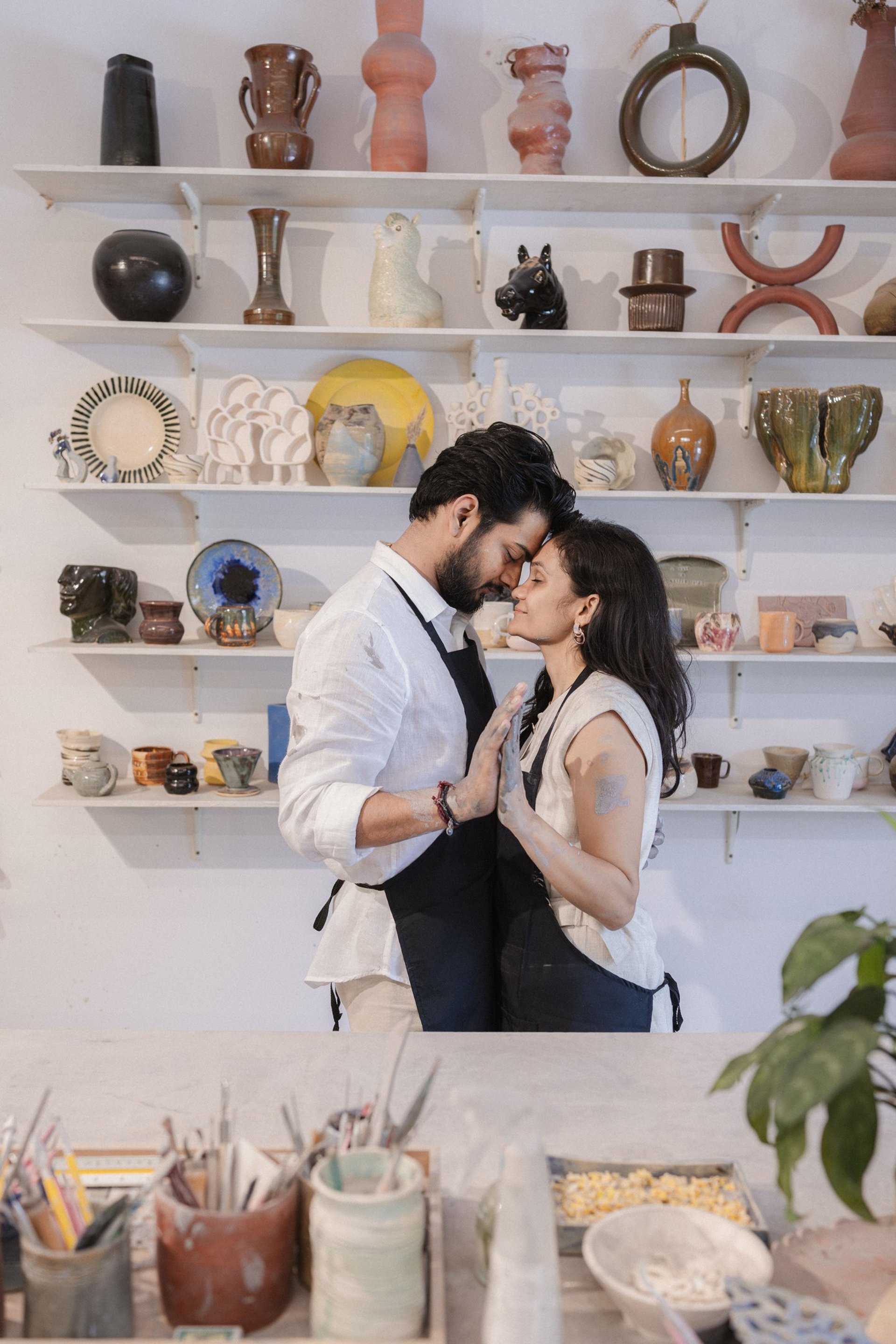 couple wearing silver-colored rings