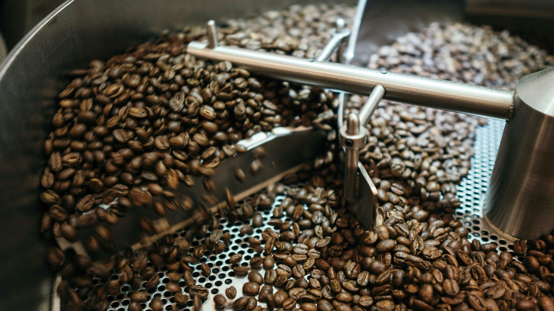 coffee beans being grinded
