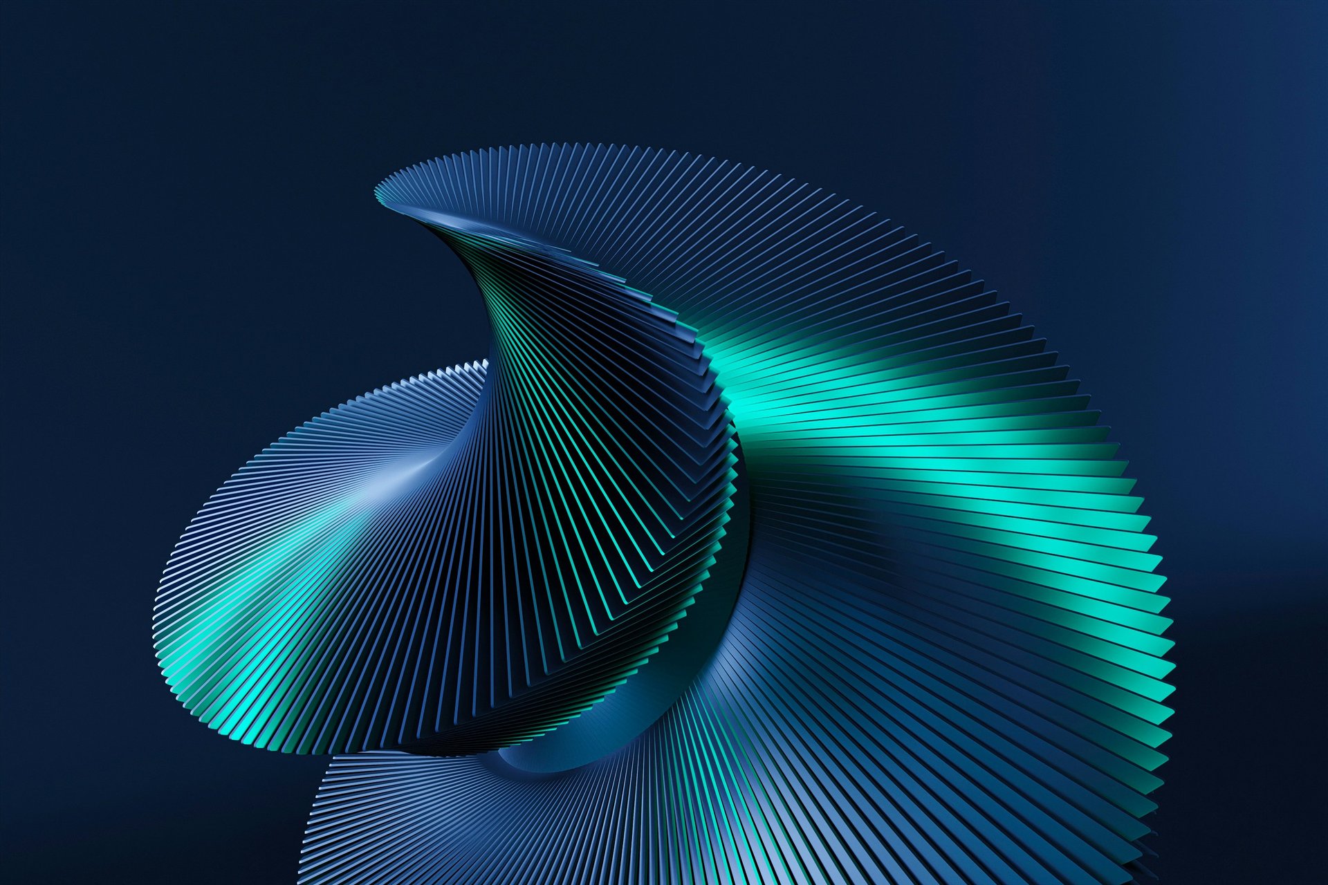 an abstract photo of a curved building with a blue sky in the background