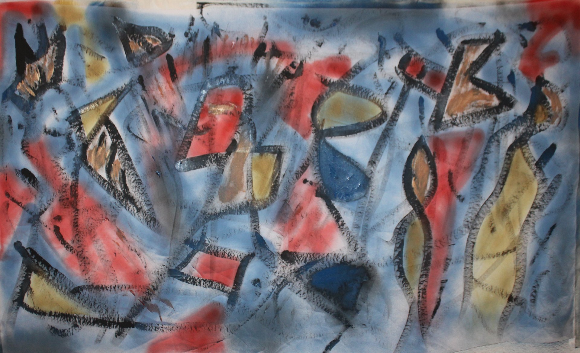 an abstract photo of a curved building with a blue sky in the background