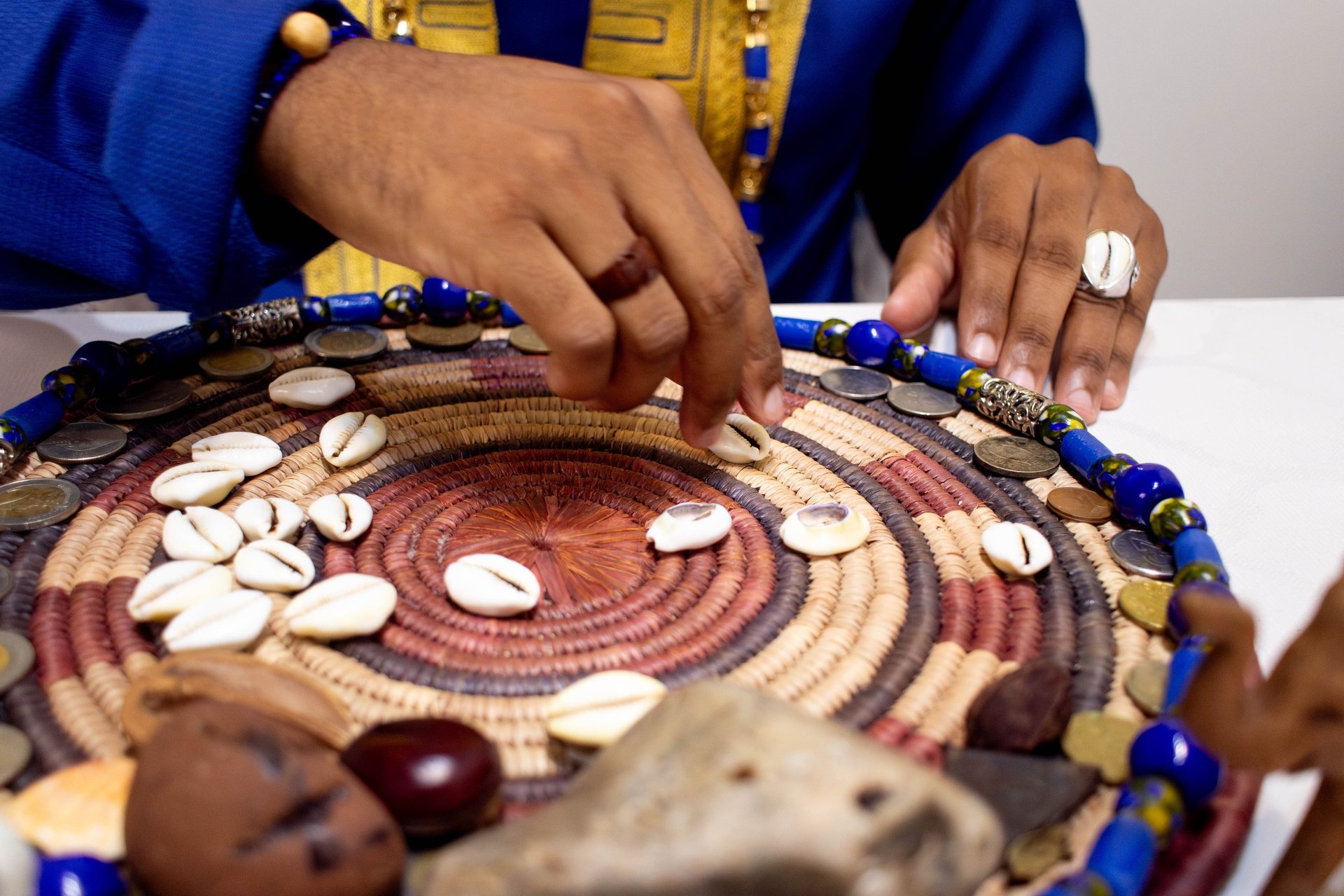 an abstract photo of a curved building with a blue sky in the background