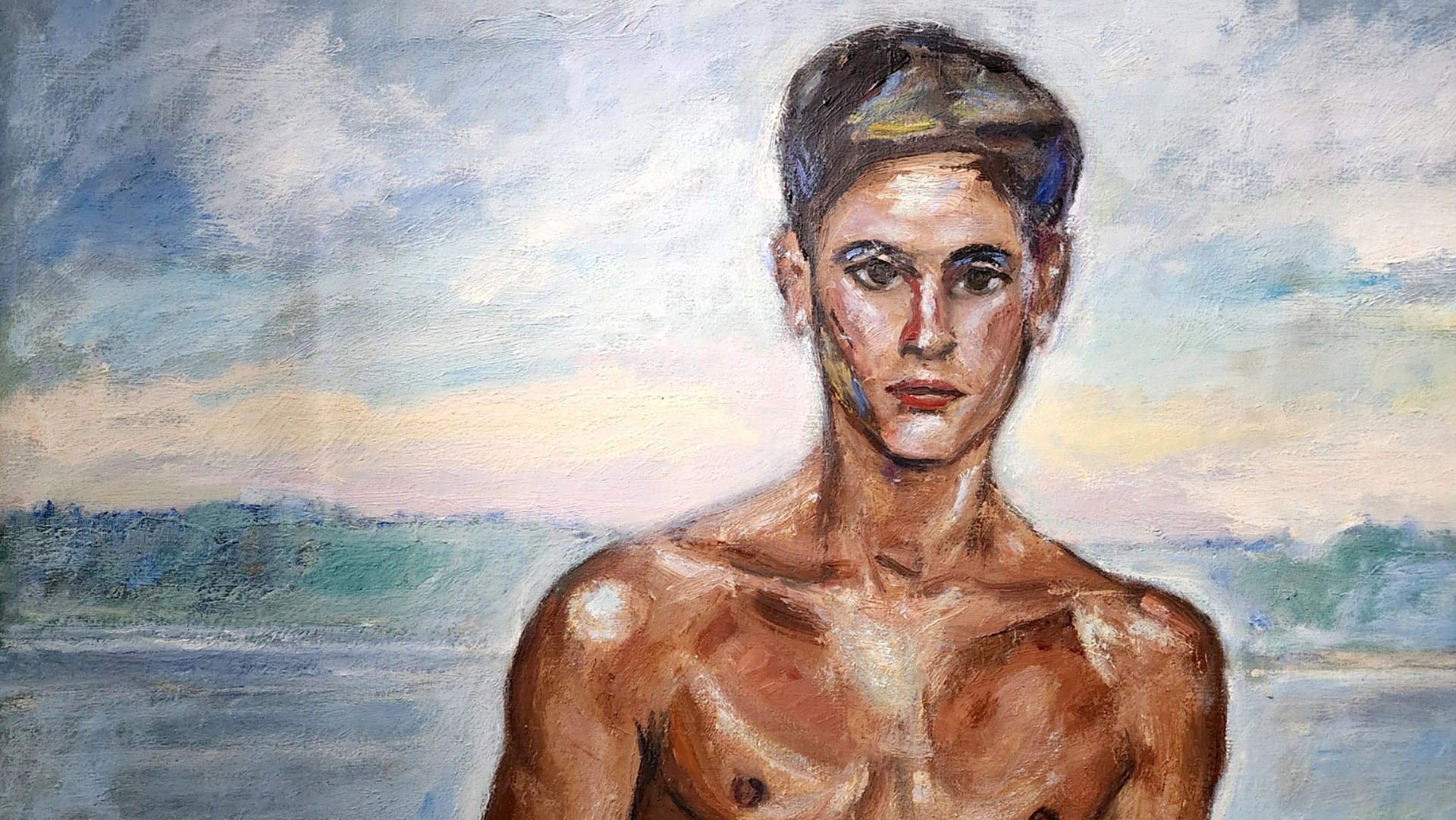Ausschnitt des Ölgemäldes "Junger Mann am See" von Wladimir von Zabotin.