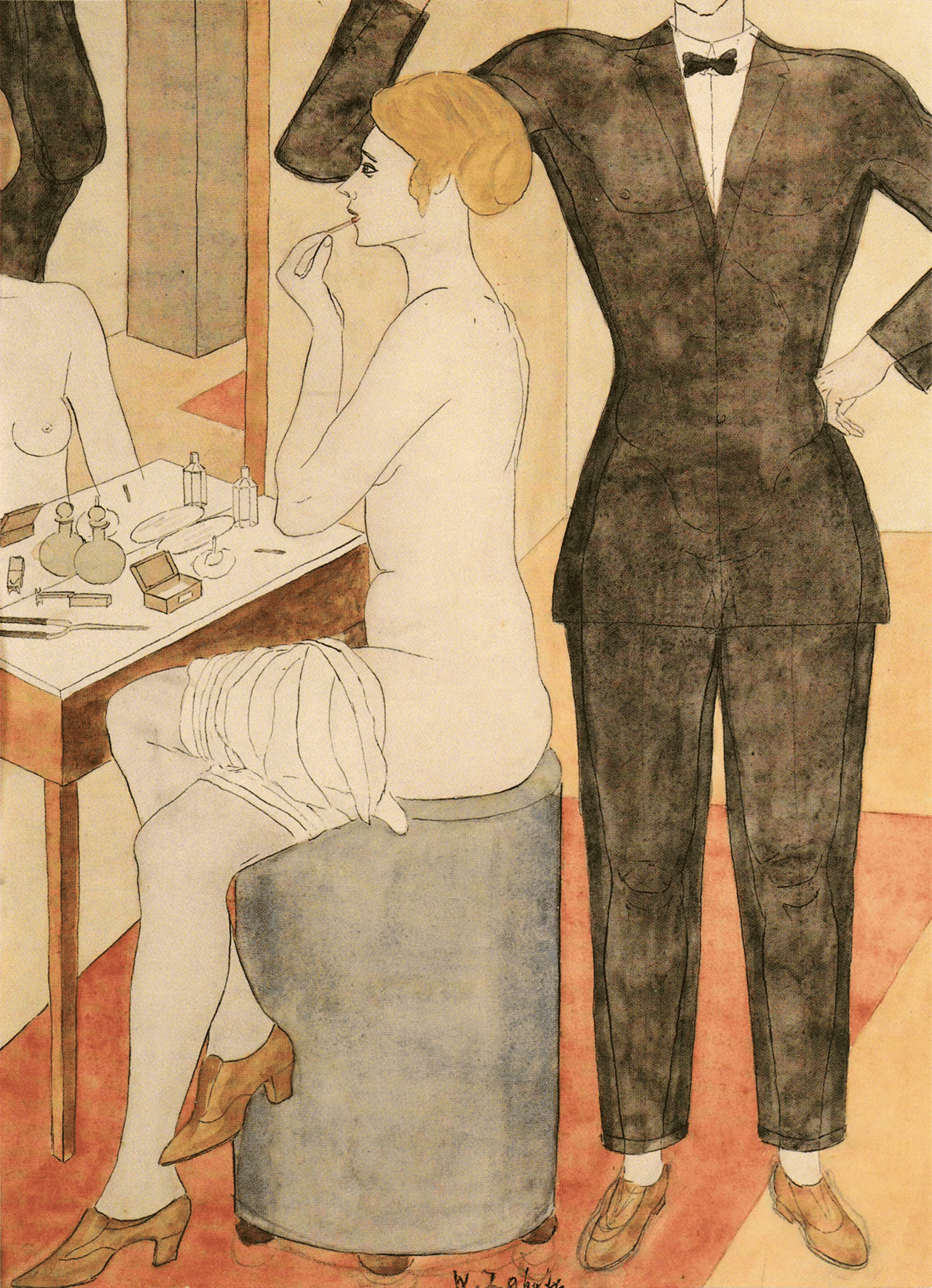 Aquarell "Bei der Toilette" von Wladimir von Zabotin