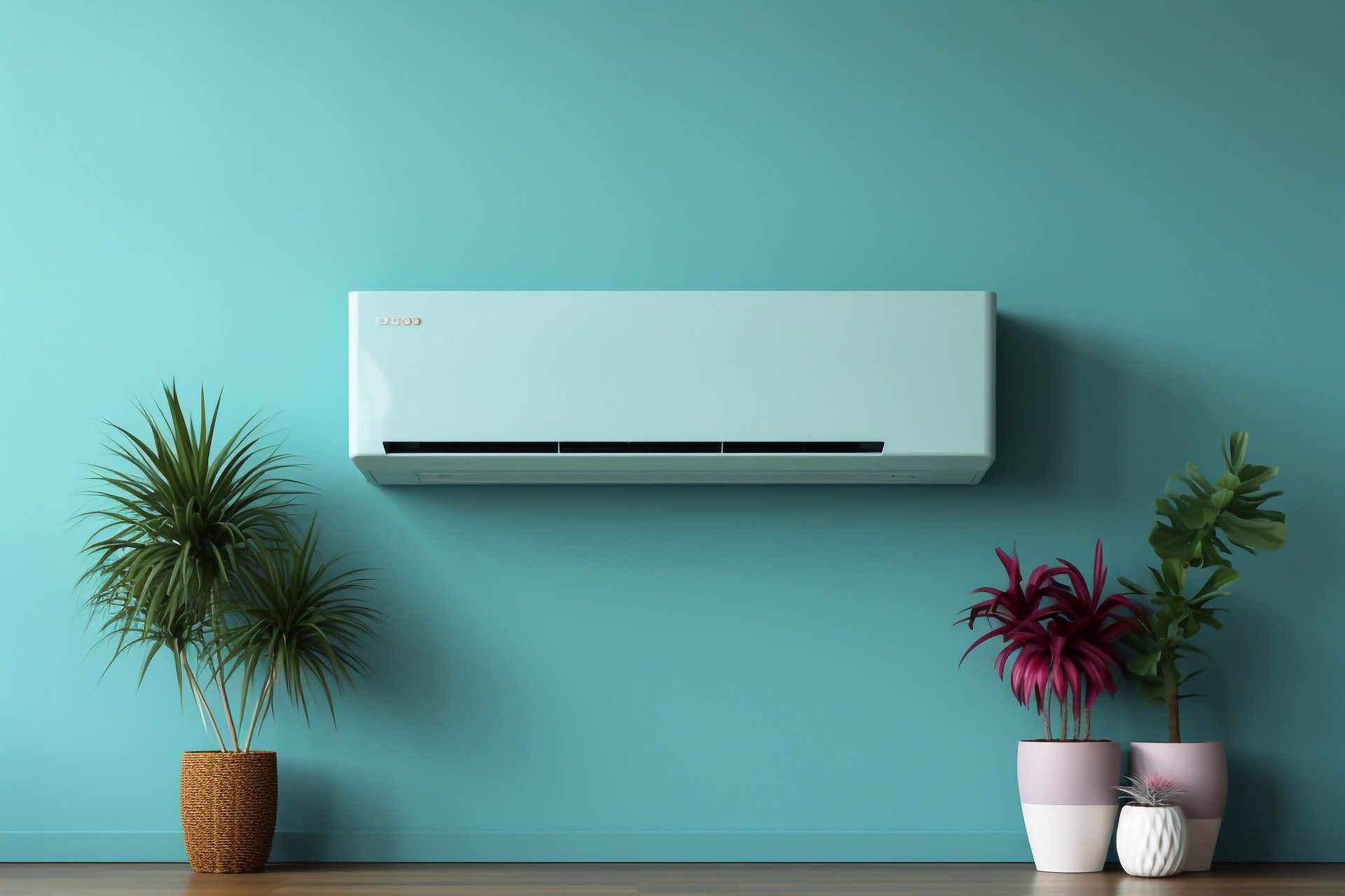 A air conditioner mounted to the side of a building