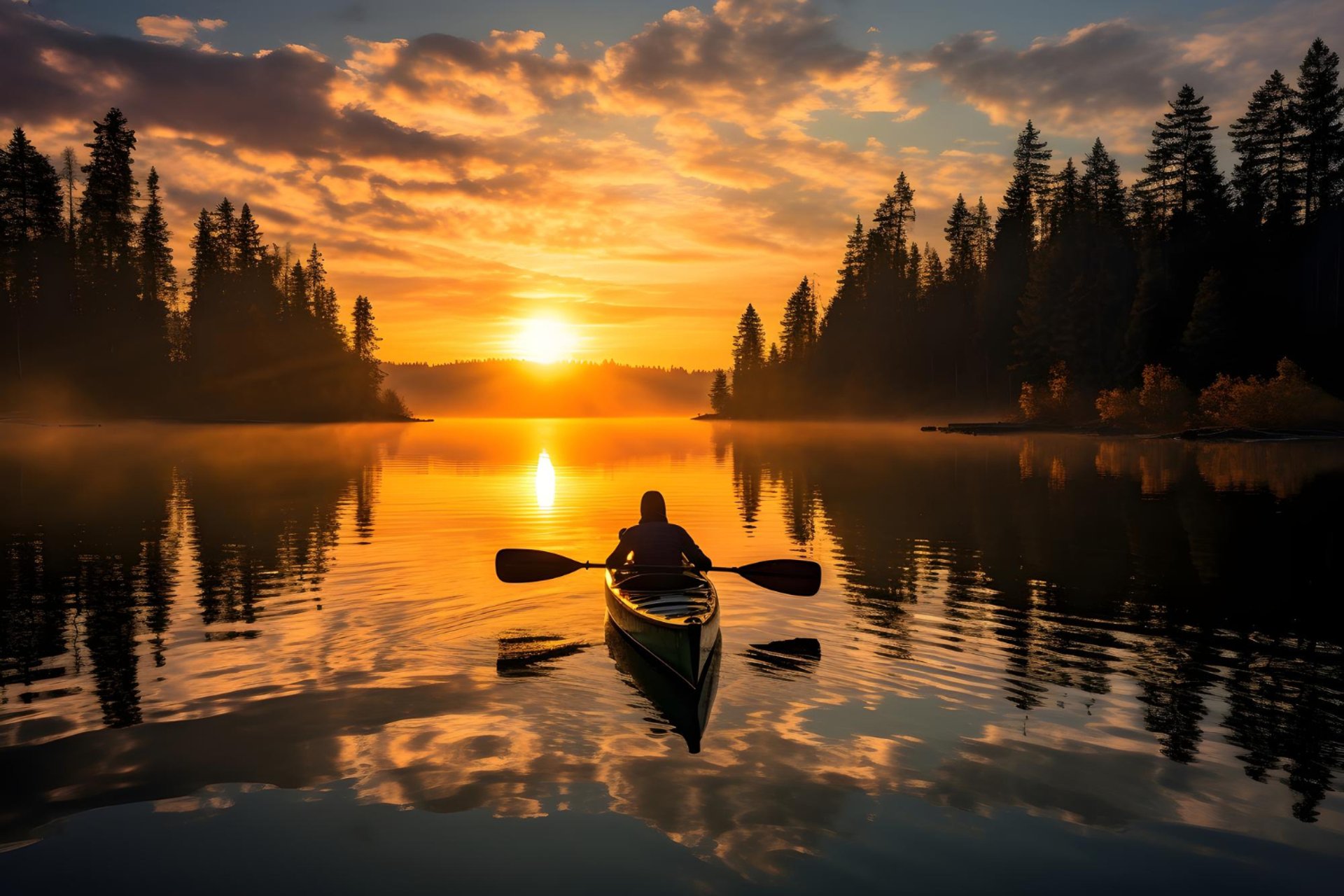 Green aurora borealis lights up the night sky.