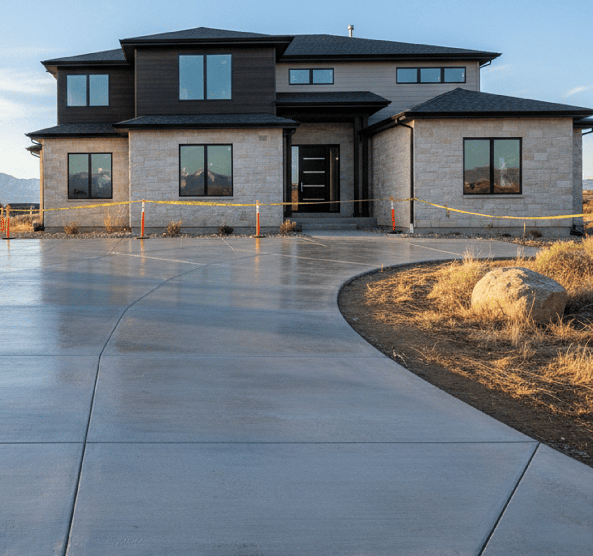 Eagle Mountain House and a freshly poured concrete driveway