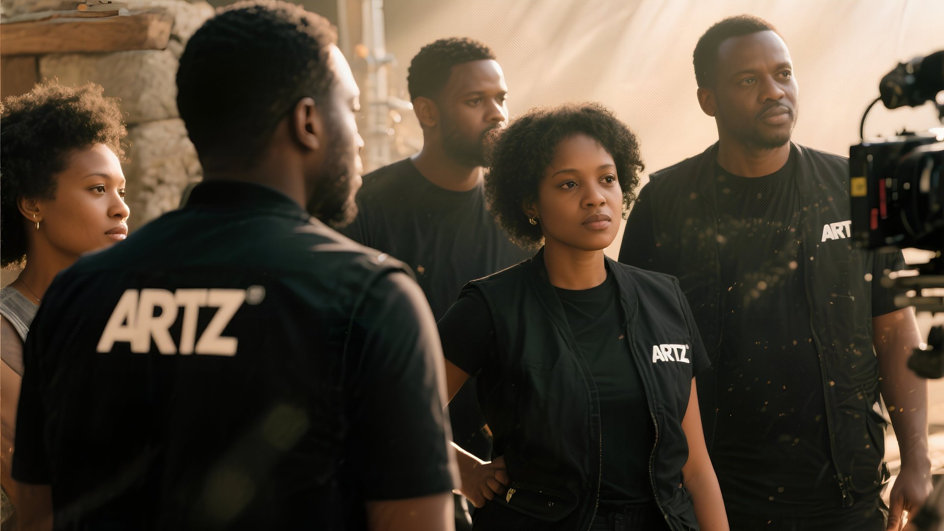 A diverse group of people laughing and smiling outdoors