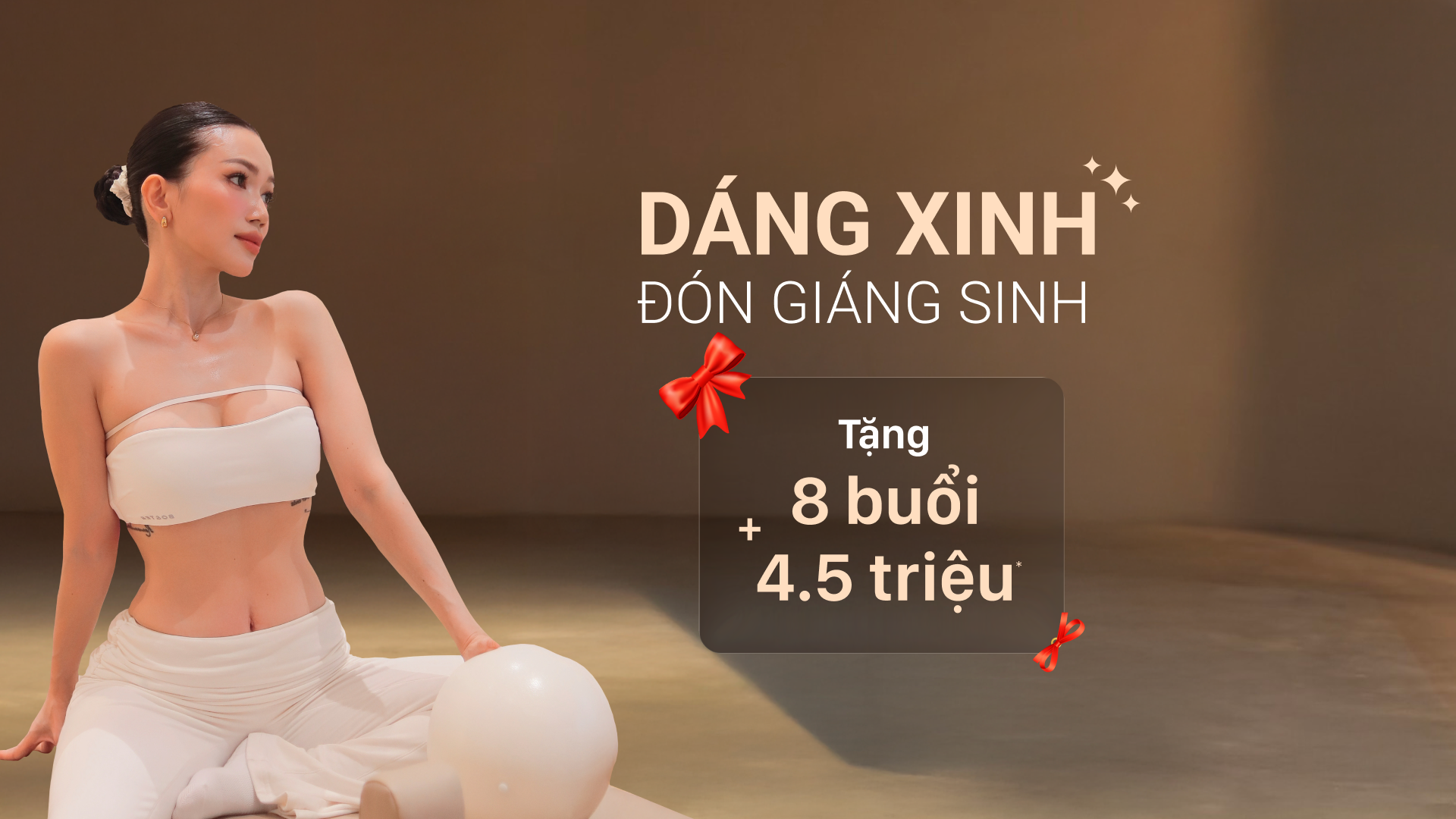 Woman does pilates exercise on a reformer machine.