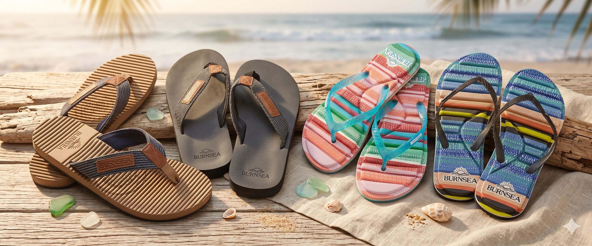 Burnsea EVA thongs on a beach