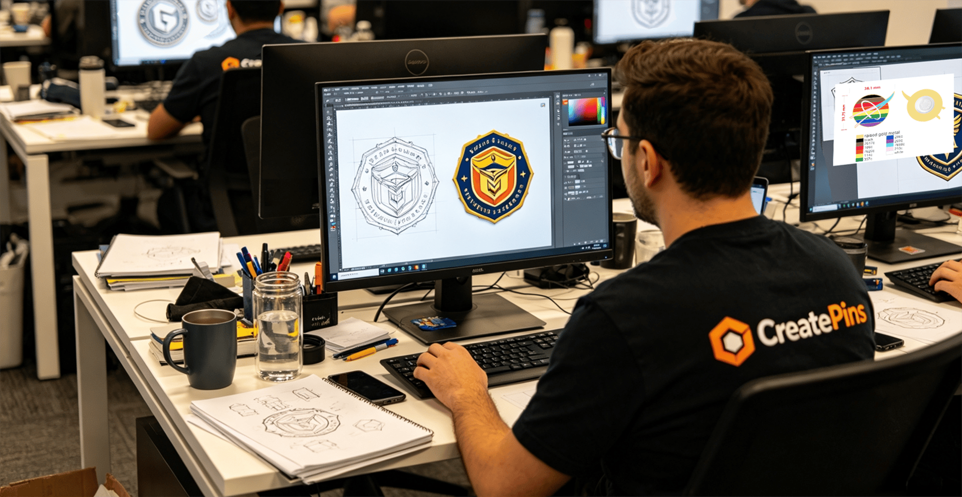 CreatePins's artist team is working on mock ups for custom pin orders