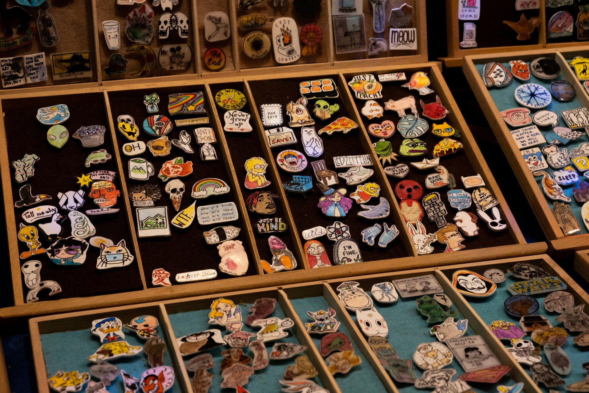 brown wooden board with stickers
