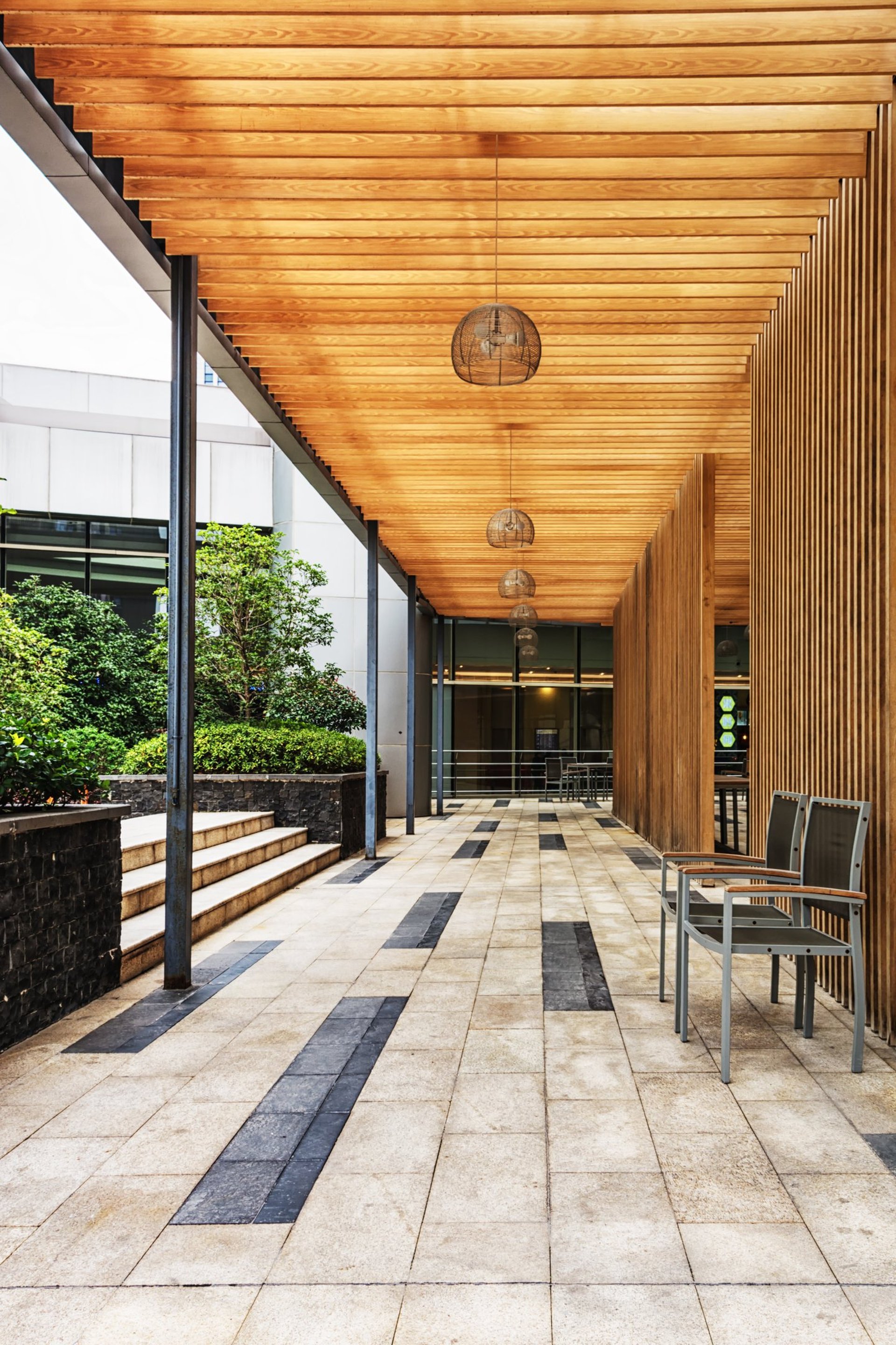 photo of gazebo with curtain and string lights