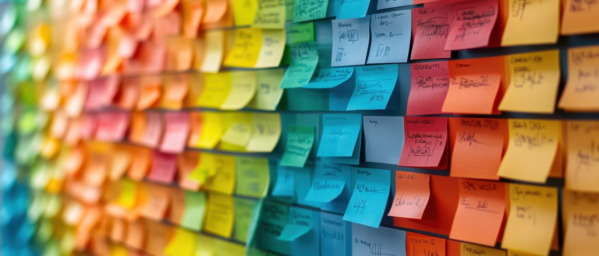 sticky notes on corkboard