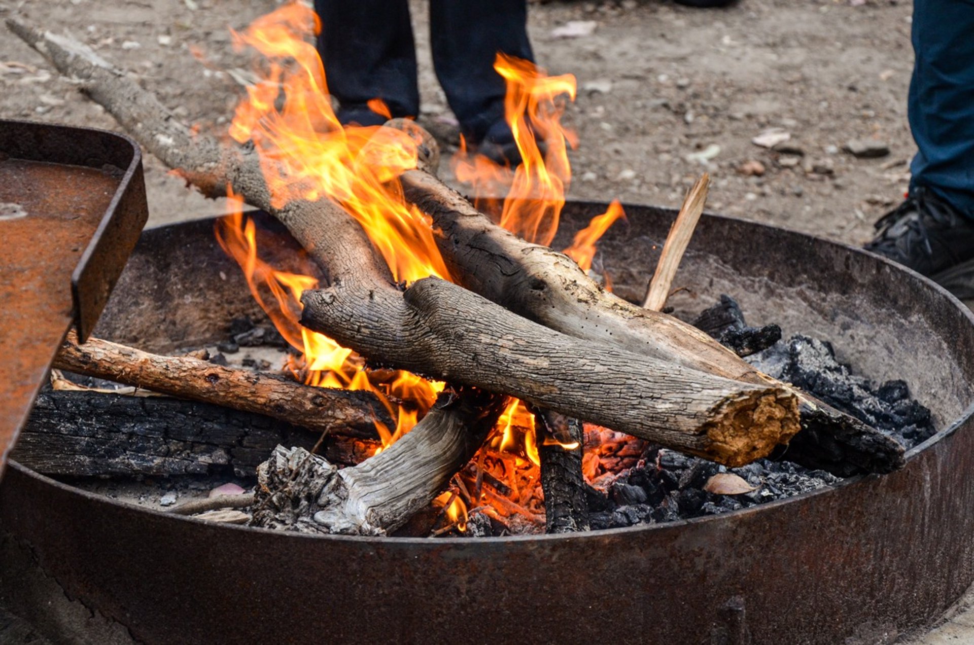 Campfire at Lakeside campground on the shore of Lake Eildon