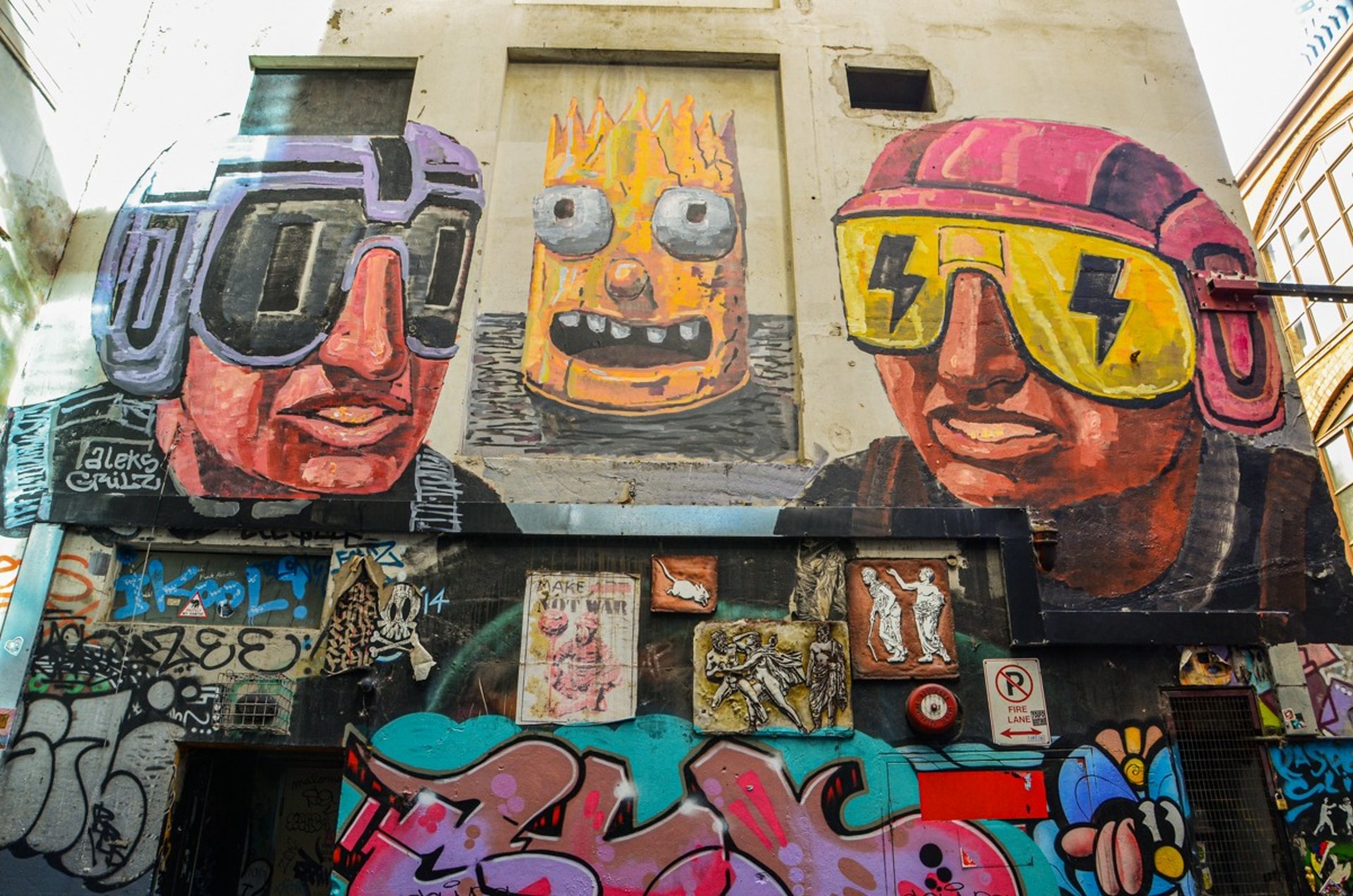 Street art by Aleks Grilz in AC/DC Lane, Melbourne