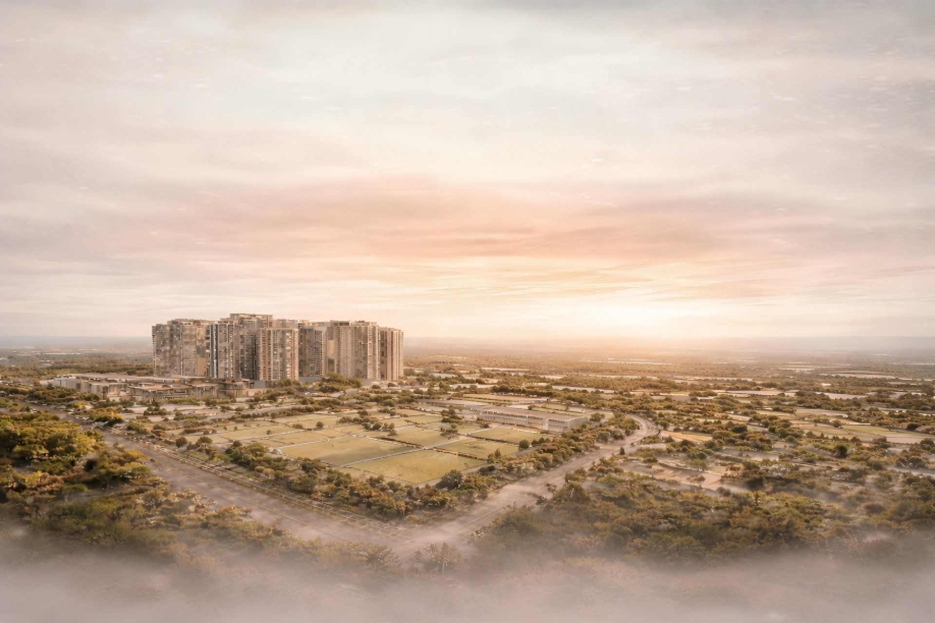 an abstract photo of a curved building with a blue sky in the background