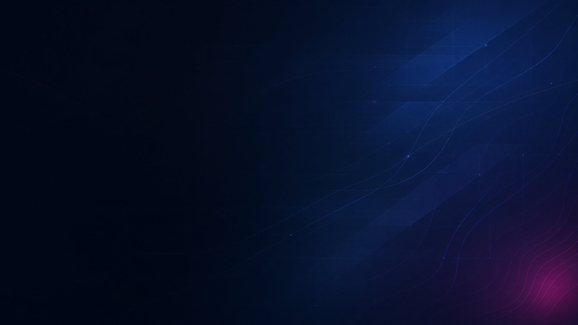 Abstract blue-black background with flowing architectural lines and subtle blue and magenta gradients.