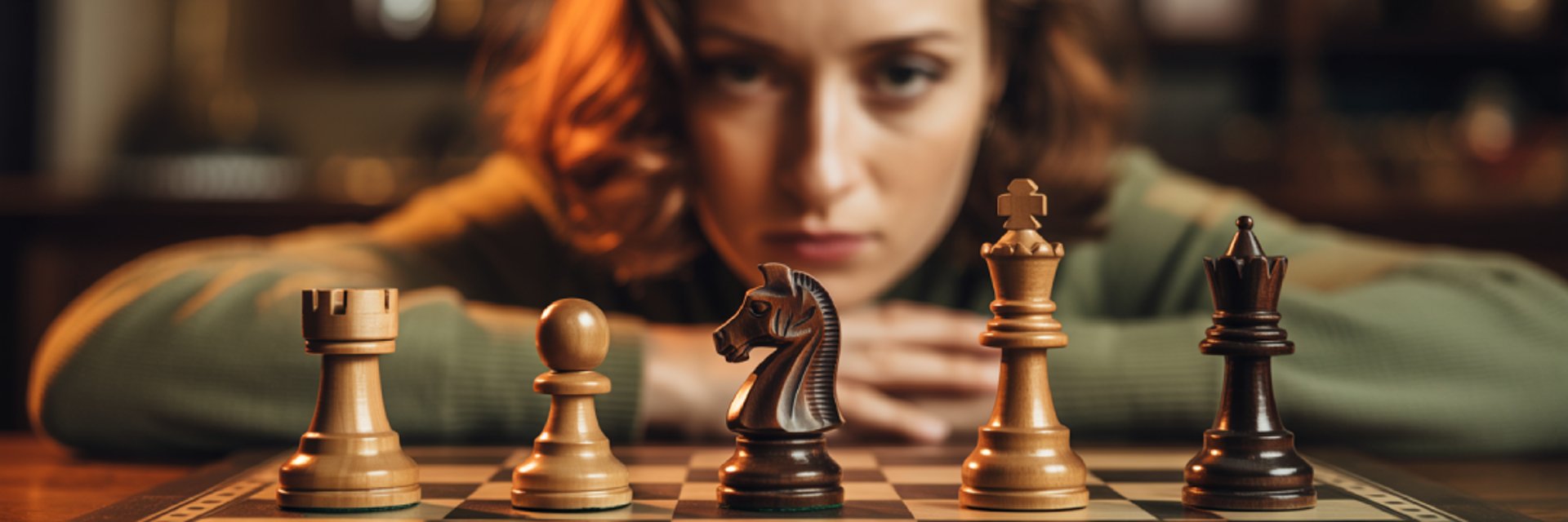 une femme devant un échiquier
