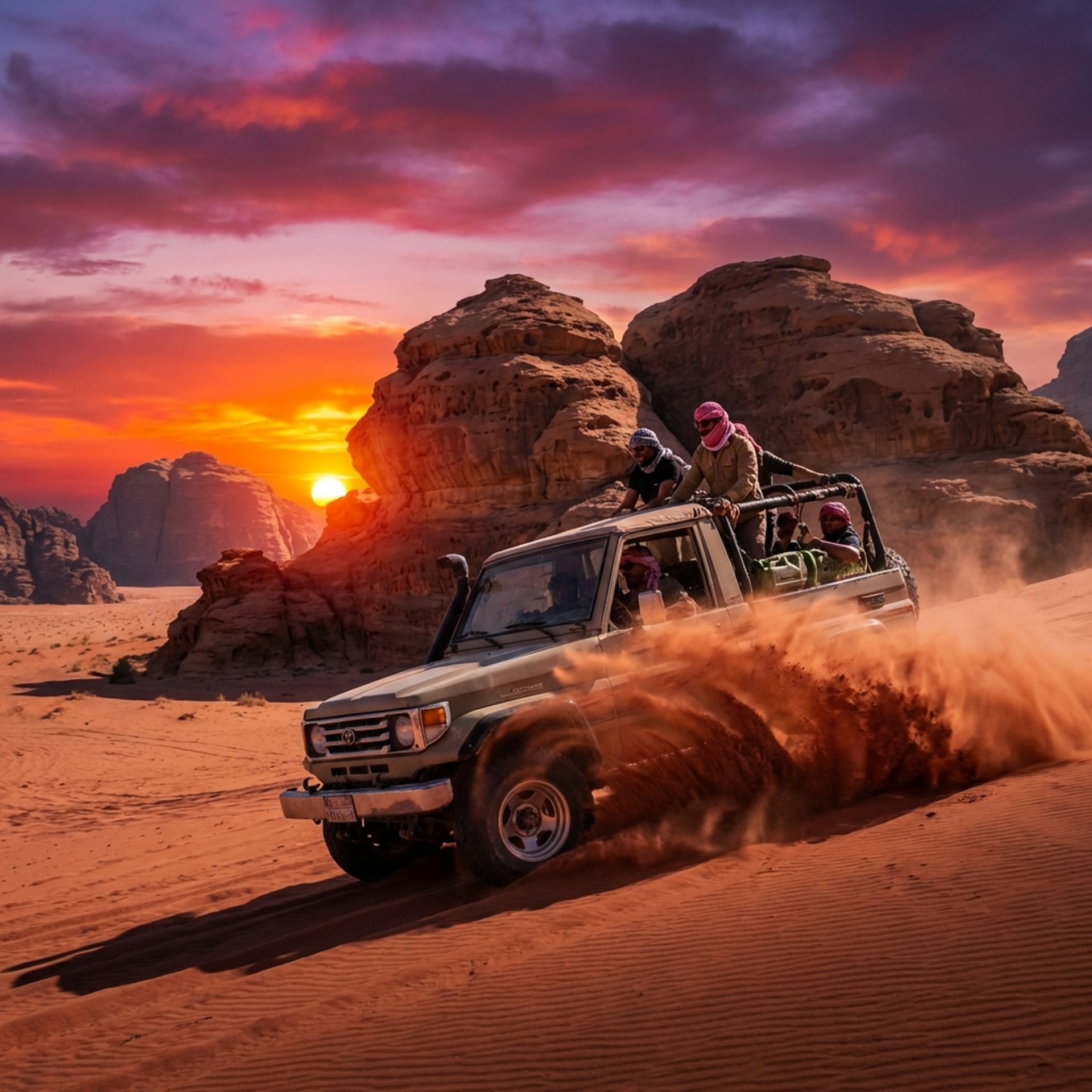actividad jeep tour en Wadi Rum con exclusive jordan
