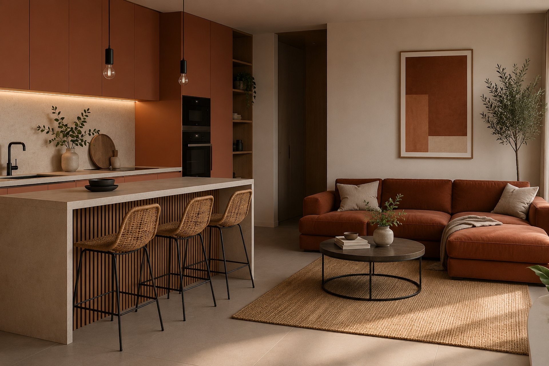 white and brown living room set