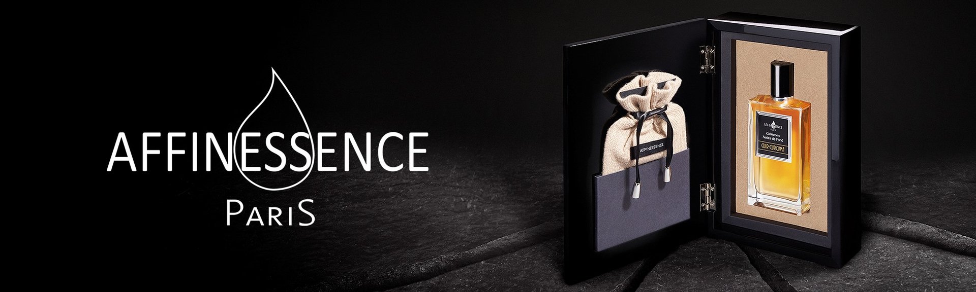 Affinessence banner with logo and fragrance