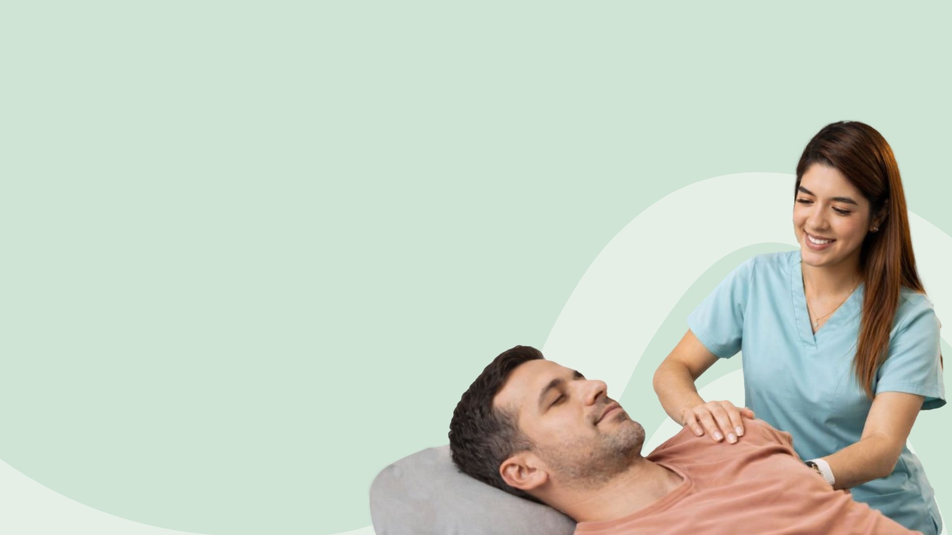 Fondo decorativo con ondas sutiles en verde menta para la clínica de fisioterapia ortopédica Sirona en Guadalajara