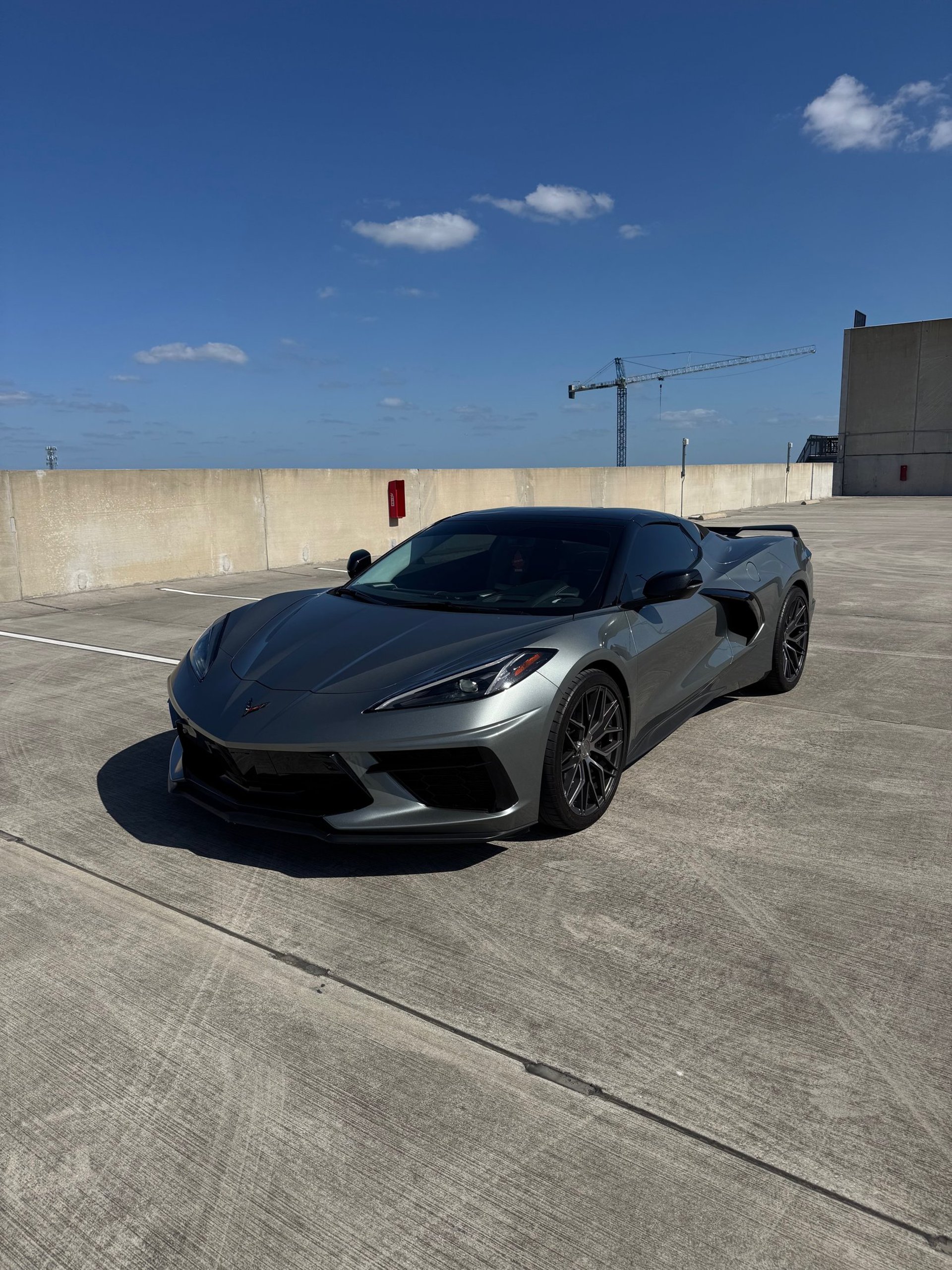 A close up of the hood of a sports car