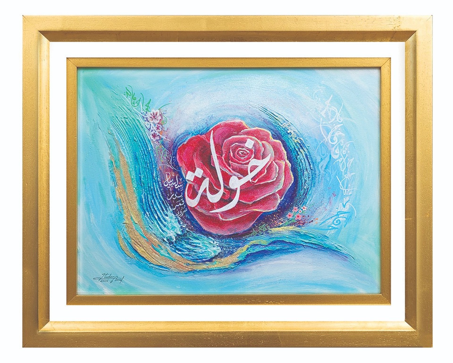 assorted paintings on white painted wall