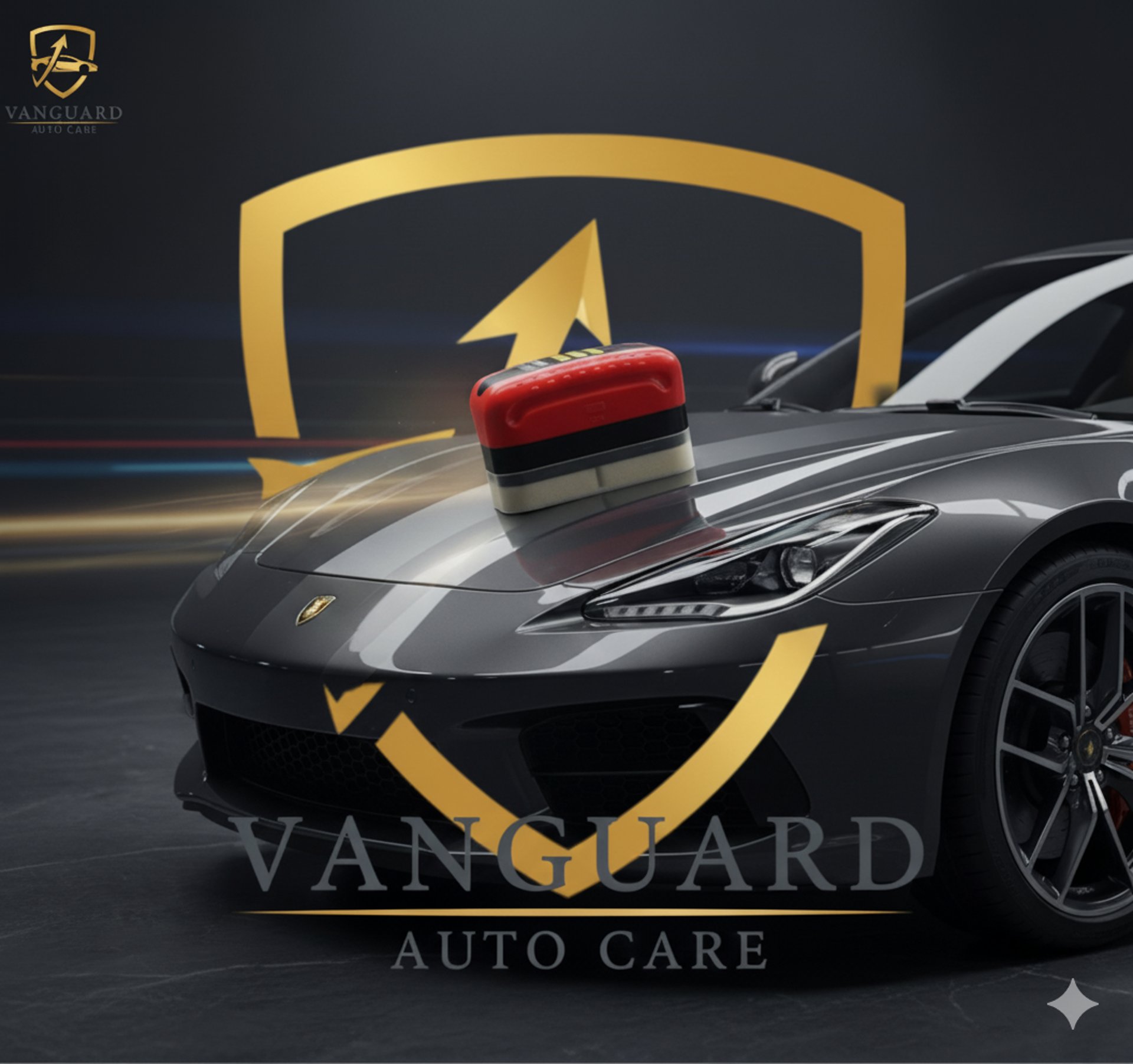 Car headlights illuminate a wet road at night