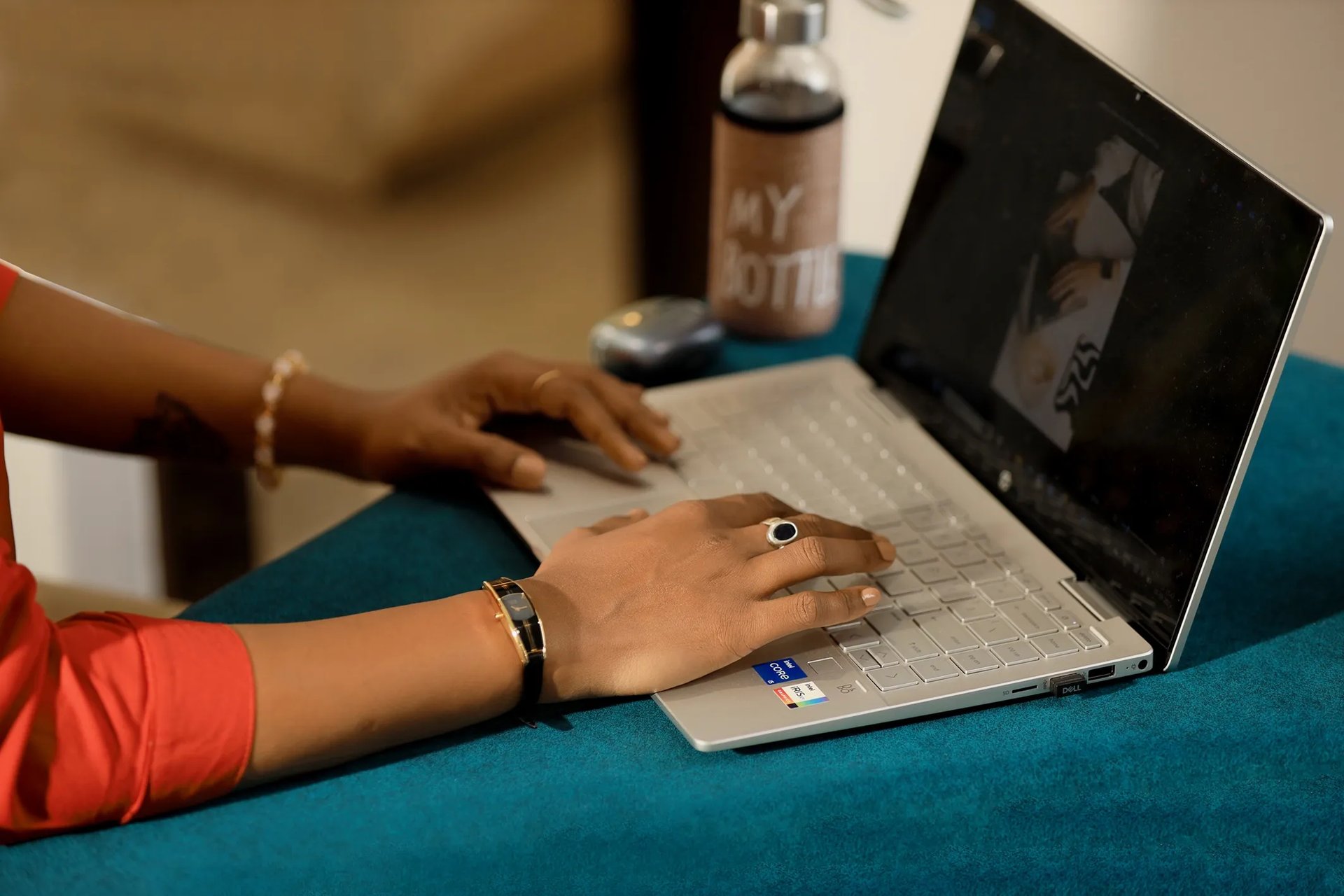 black blue and yellow textile