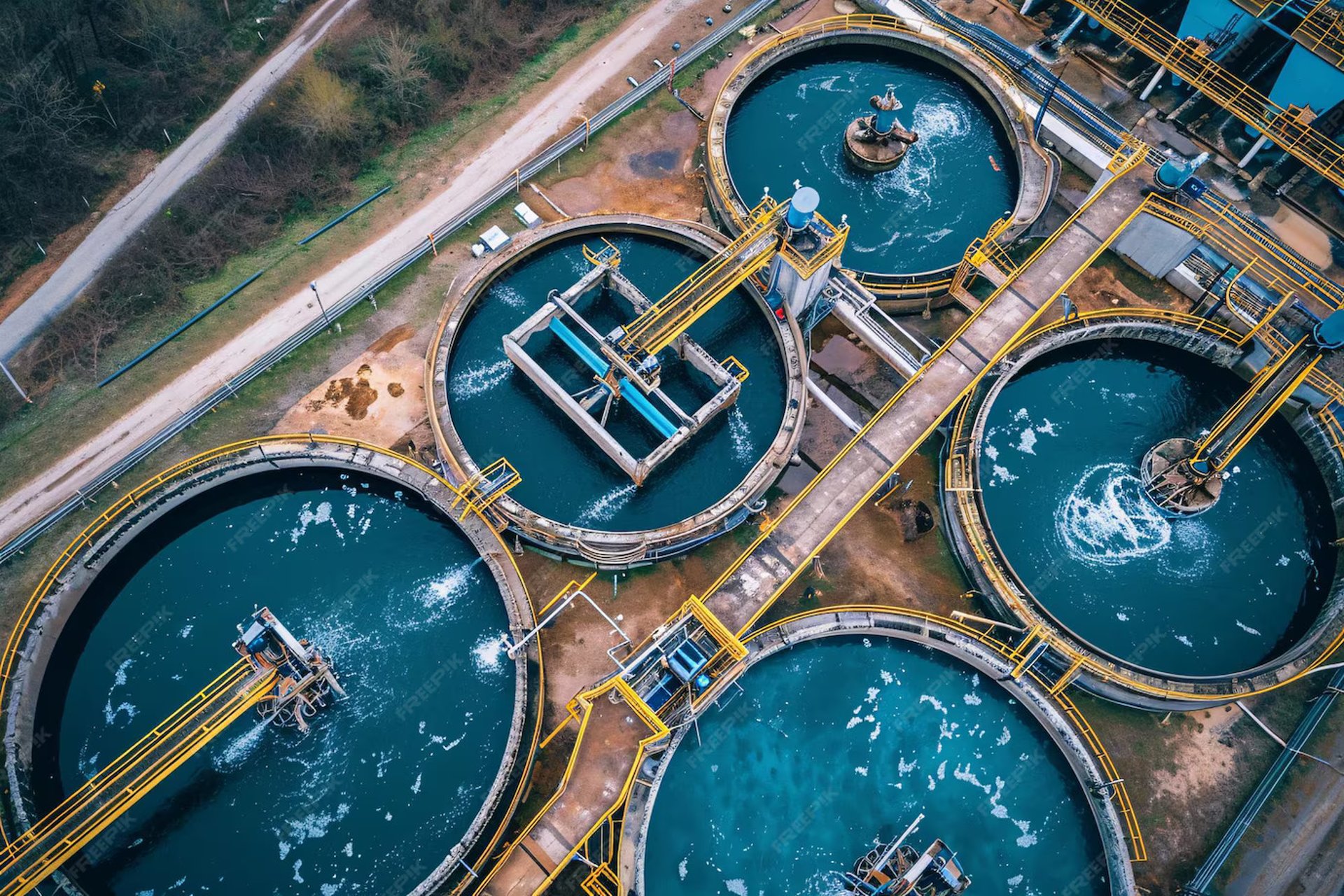 a large group of water tanks sitting next to each other