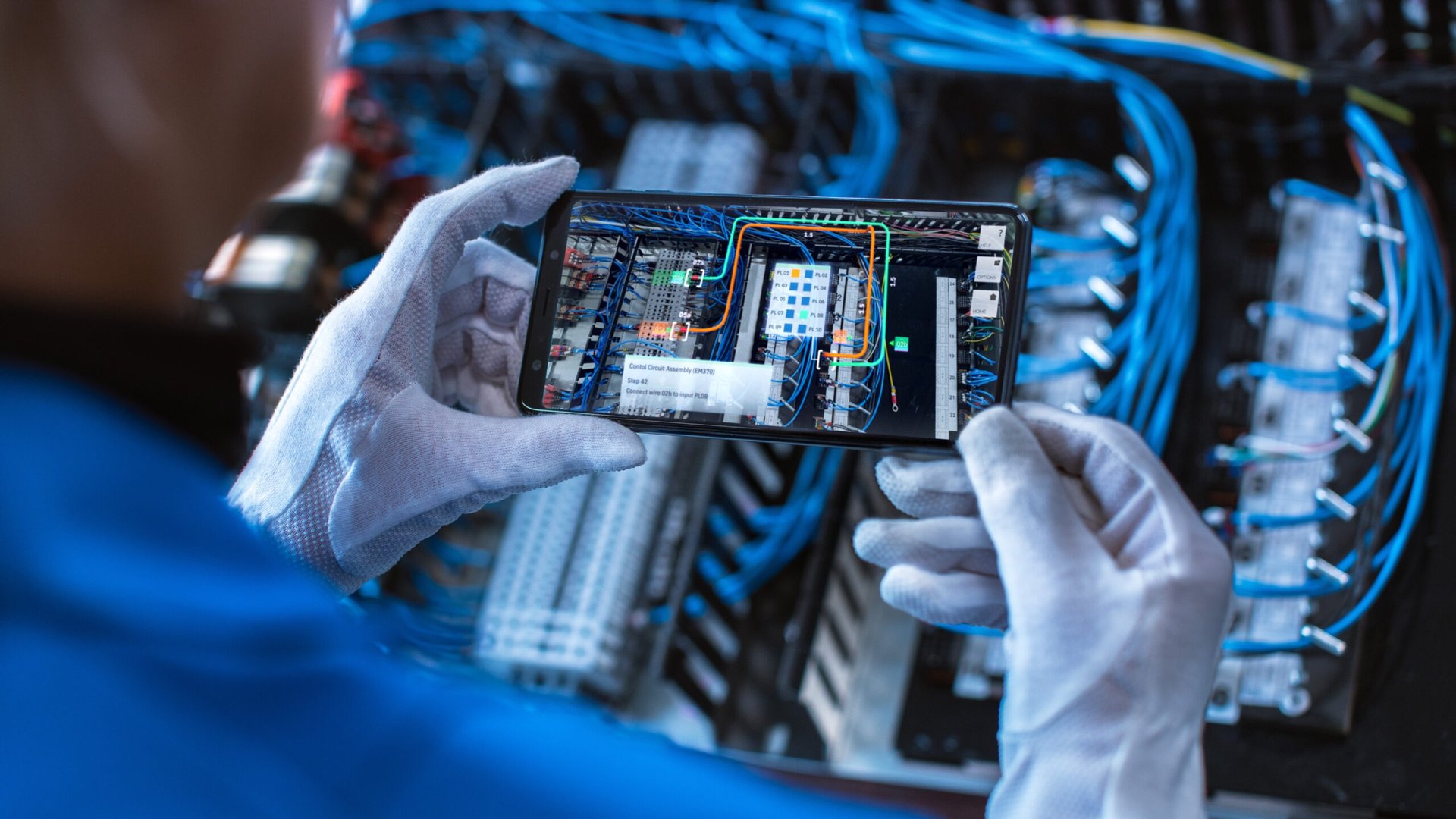 an abstract photo of a curved building with a blue sky in the background